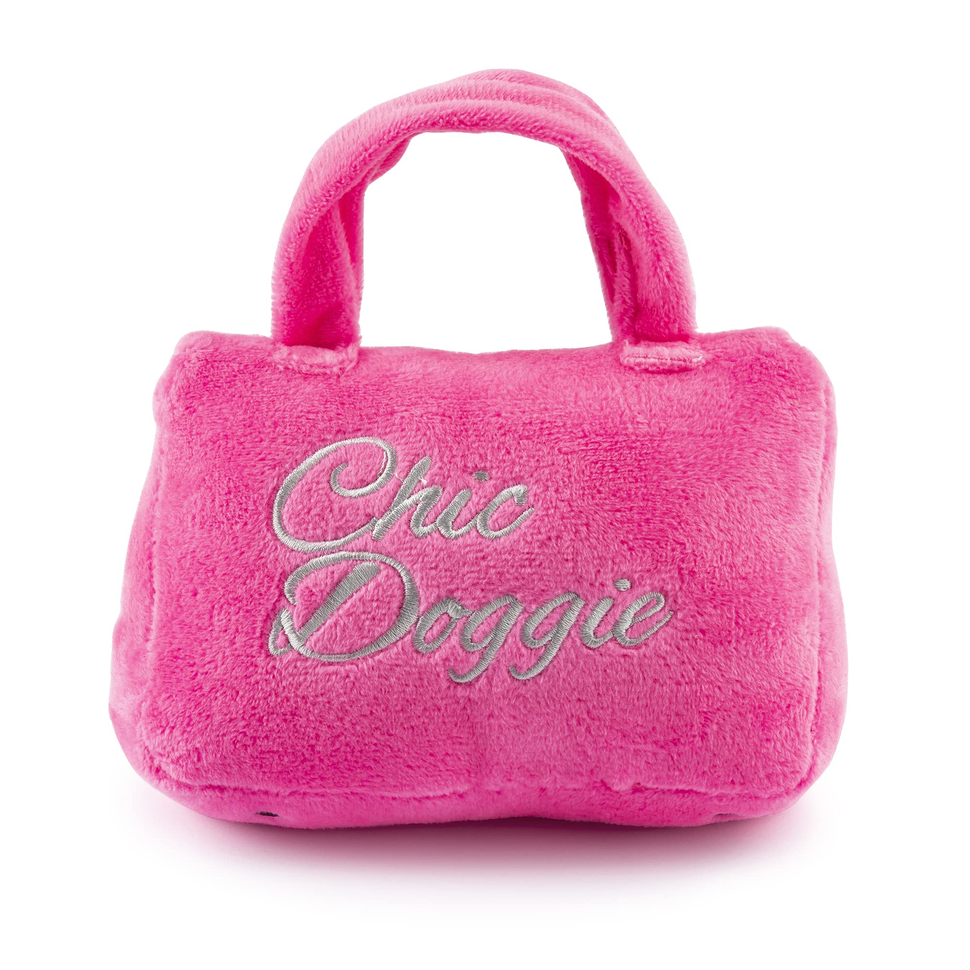 Haute Diggity Dog Barkin Bag with Scarf, Plush Designer Dog Toys with Interactive Squeaker, Stimulating Pet Enrichment, Machine-