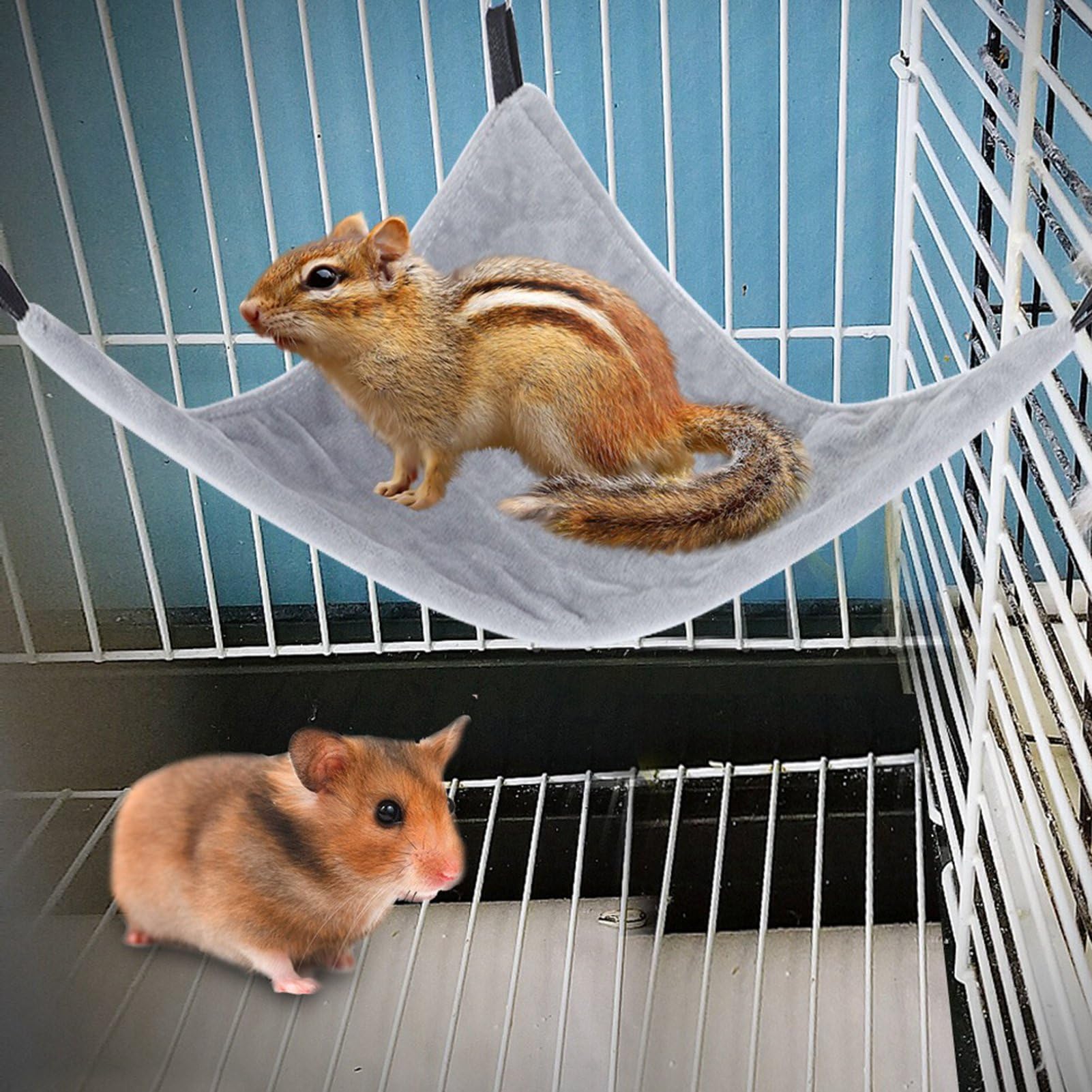 Zerodis Hamster Hammock For Small Pet Triangle Hammock Hanging Bed For Squirrel Hamster Sugar Glider Guinea Pig(Gray)