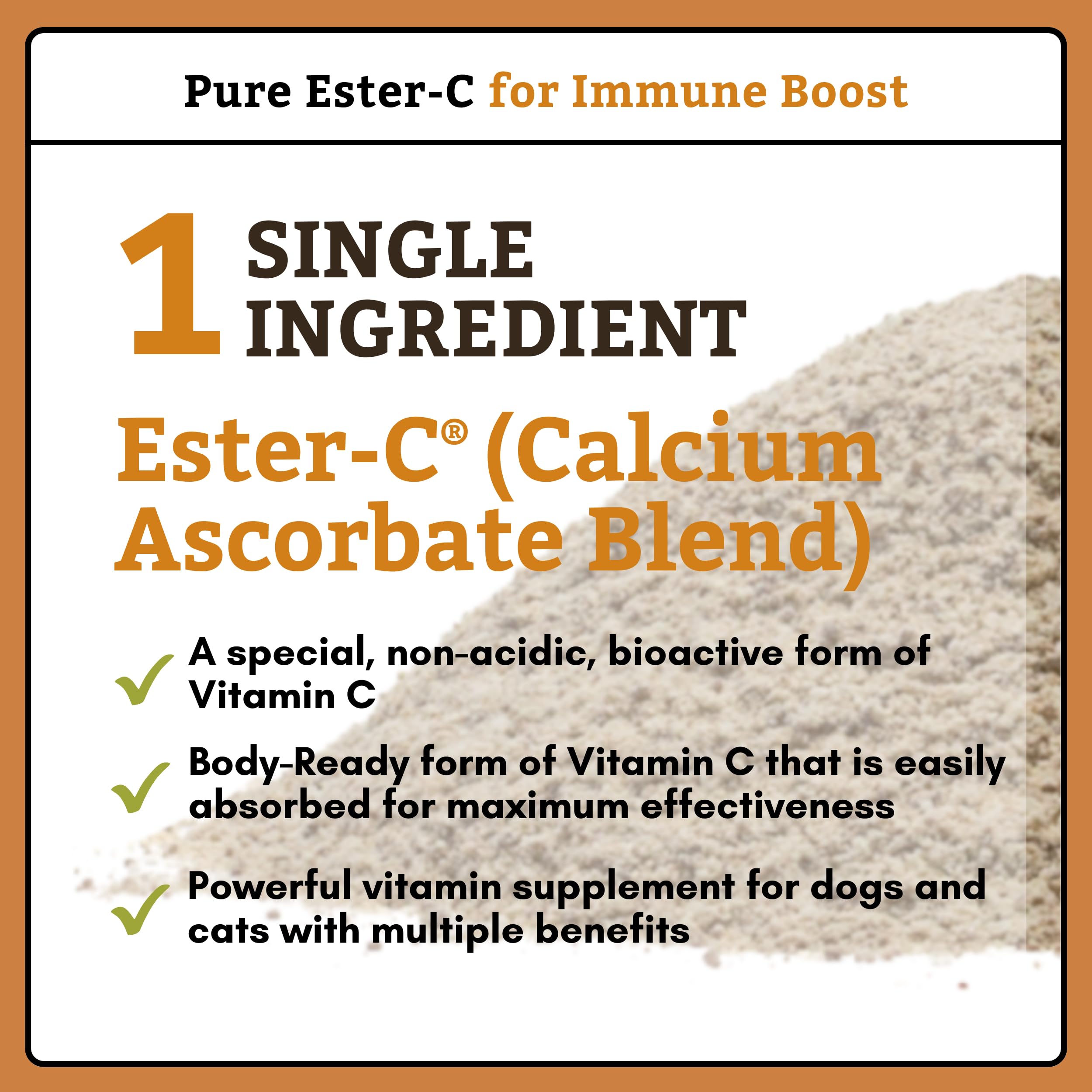 Wholistic Pet Organics Ester-C Powder for Dogs - 4 Oz - Vitamin C Supplement for Allergy Relief & Immune Support