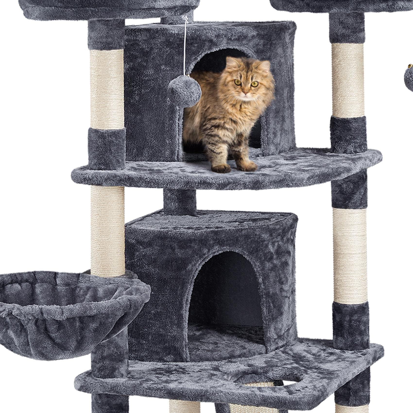 Yaheetech 68.5In Multi-Level Cat Tree Large Cat Condo With Sisal-Covered Platforms Scratching Board & Scratching Posts, Cozy Perches, Stable Cat Tower Cat Condo Pet Play House, Dark Gray