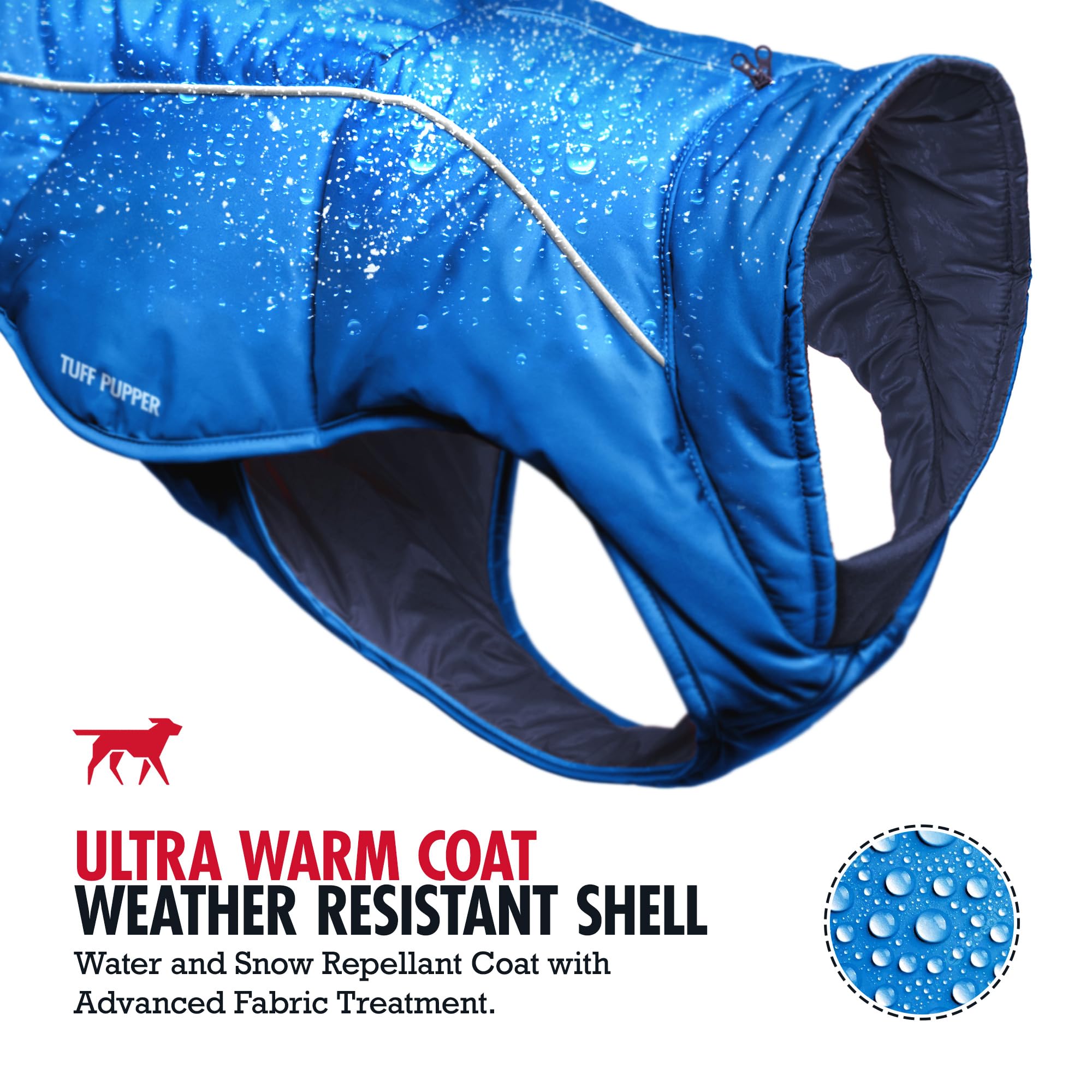 Tuff Pupper Insulated Winter Dog Coat | Waterproof Against Snow & Rain | Premium Padded Cold Weather Jacket | Reflective For Saf