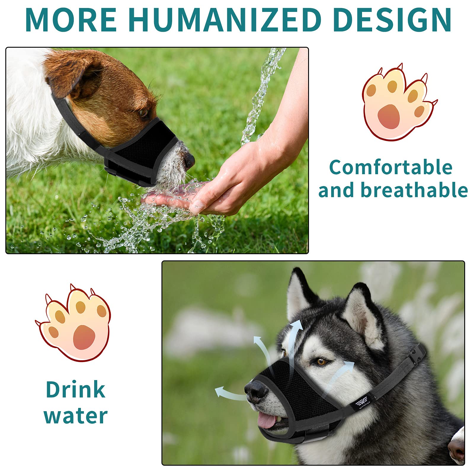 Dog Muzzle For Medium Dogs, Dog Muzzle For Large Dogs Biting, Soft Nylon Muzzle Anti Biting Barking Chewing,Air Mesh Breathable