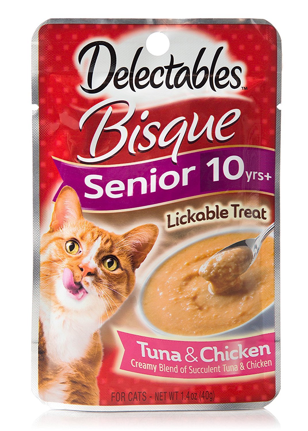 Hartz Delectables Senior Bisque Lickable Cat Treats - Tuna/Chicken 4 Pouches