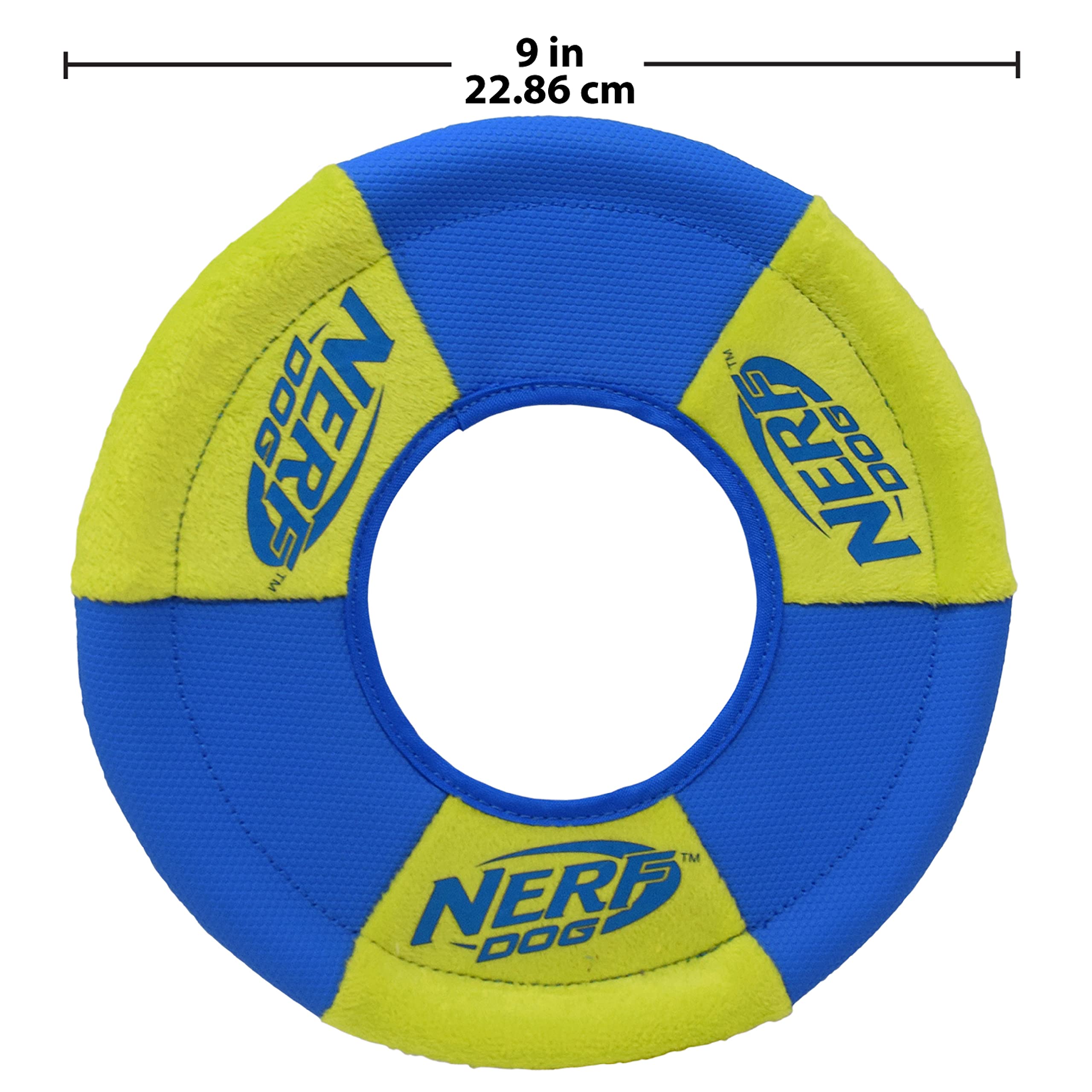 Nerf Dog Toss And Tug Ring Dog Toy, Flying Disc, Lightweight, Durable And Water Resistant, 9 Inch Diameter, For Medium/Large Breeds, Two Pack, Green And Orange
