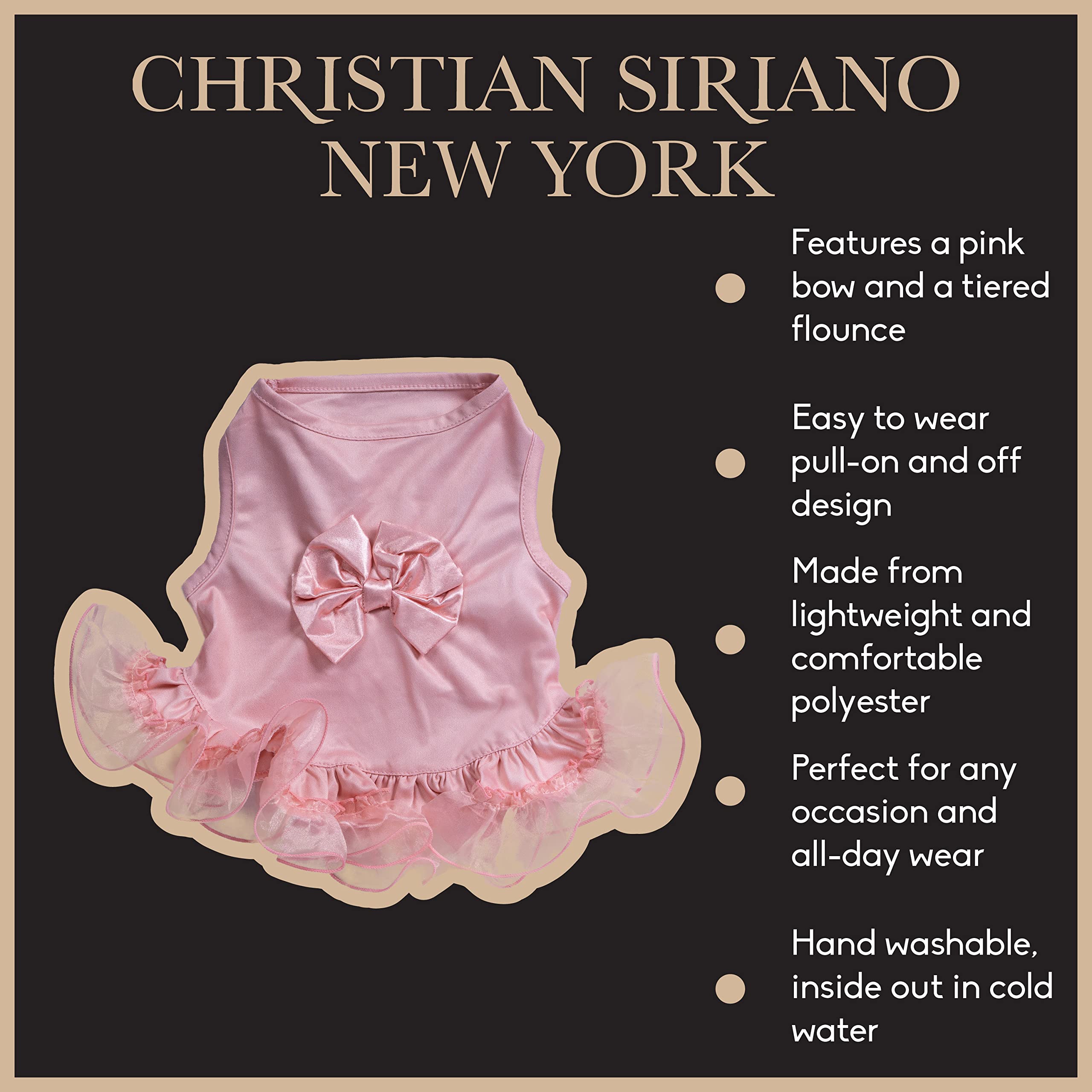 Christian Siriano New York Pink Tiered Bow Dress For Dogs, Xs