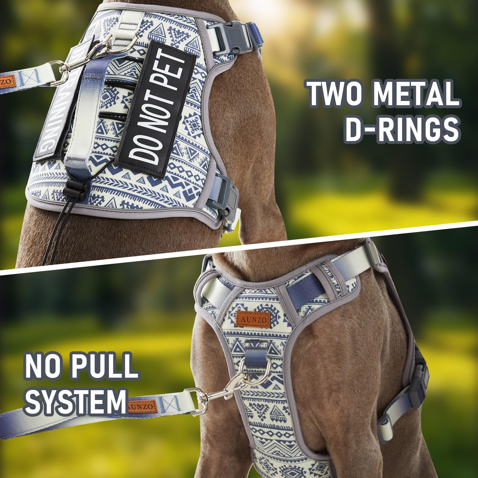 Aunzo No-Pull Dog Harness For Small Breeds, Anti-Escape Walking Reflective Adjustable Lightweight Puppy Vest, Breathable Oxford