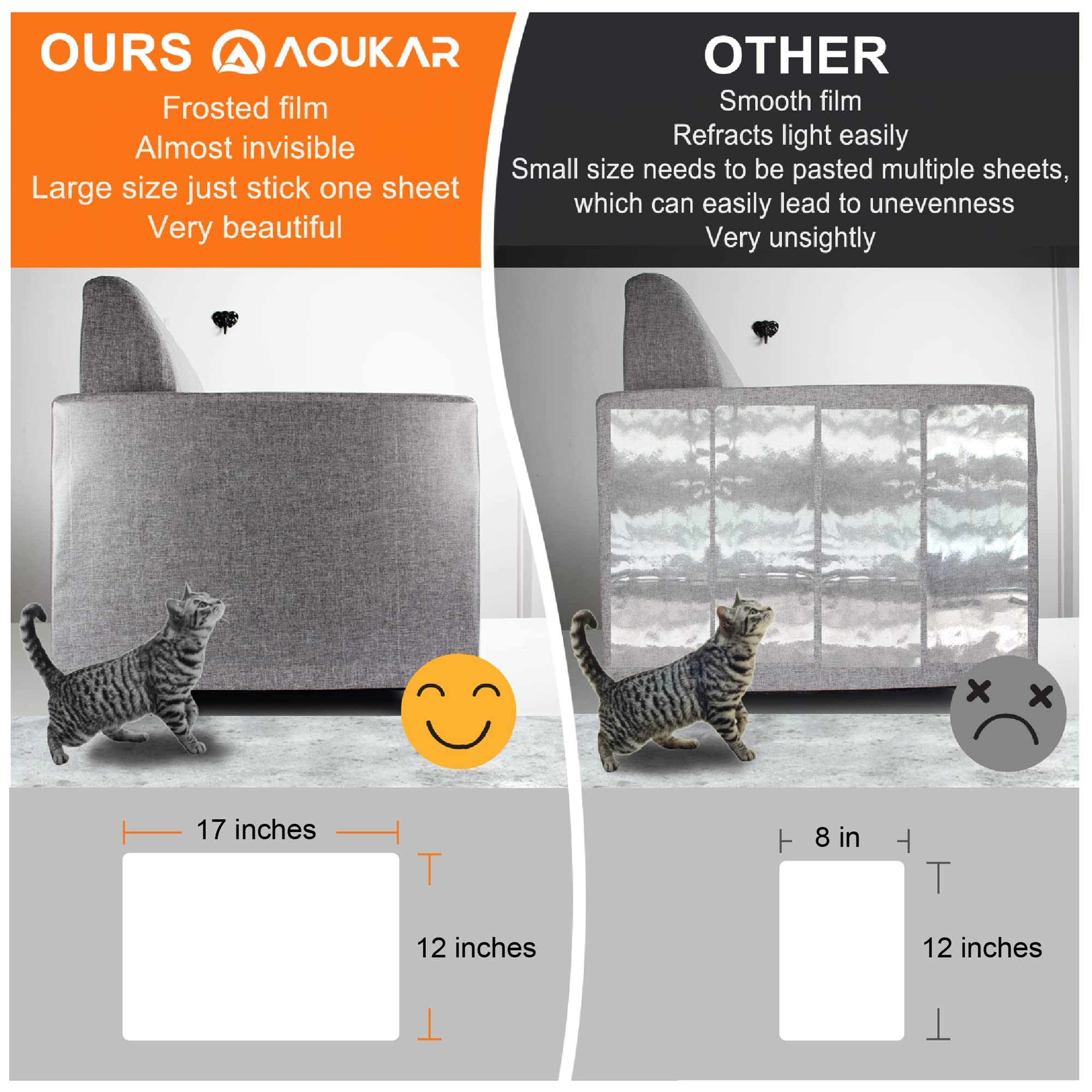 Anti-Cat Scratch Furniture Protector From Cats Scratching-24-Pack Clear Sofa Guard Tape For Couches, Deterrent Pet Protection Fi