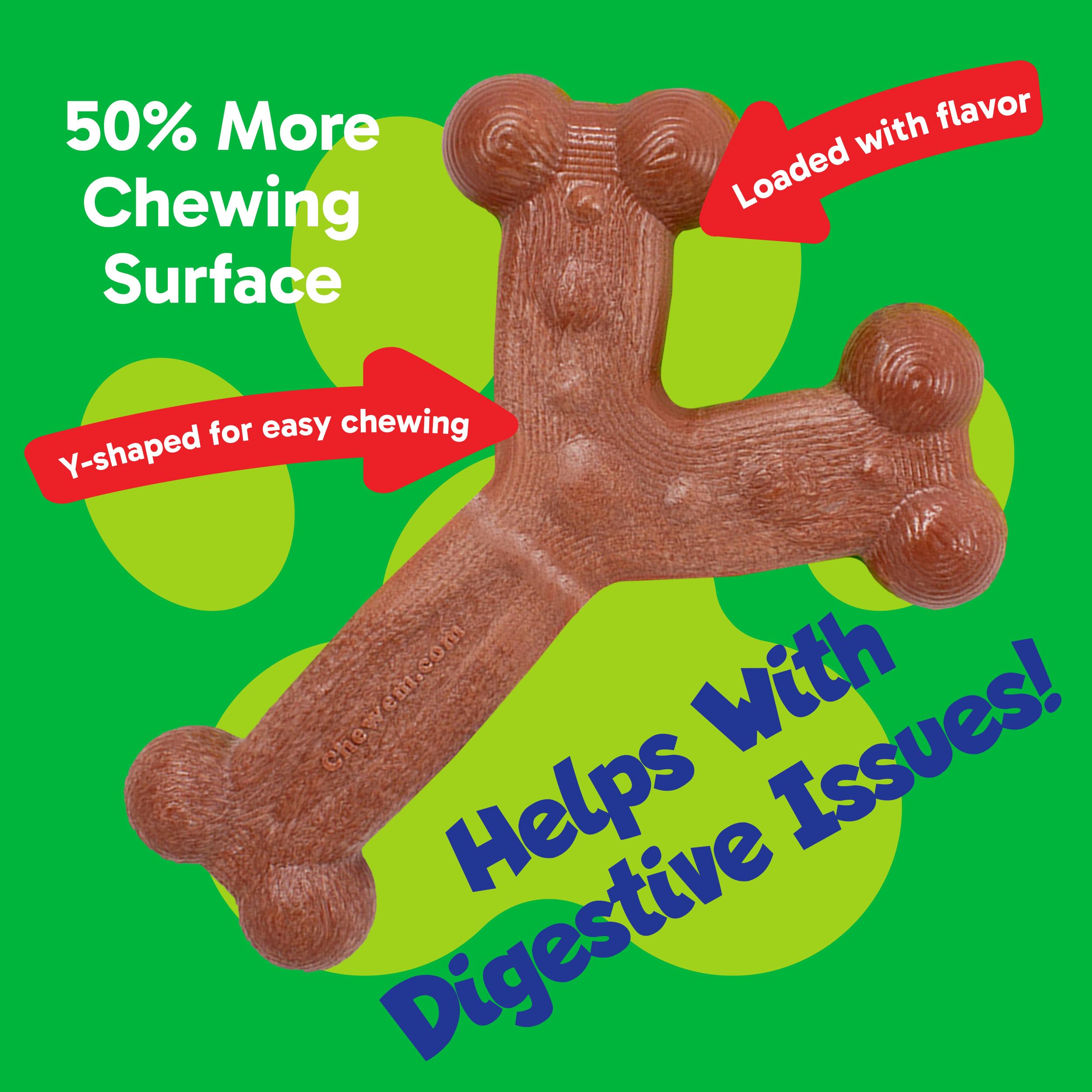 Chew'Ems Durable Chewy Dog Toys | Long-Lasting & Flavorful Chew Dog Toys, Large Dog Breeds| Bacon-Flavored, Large Dogs