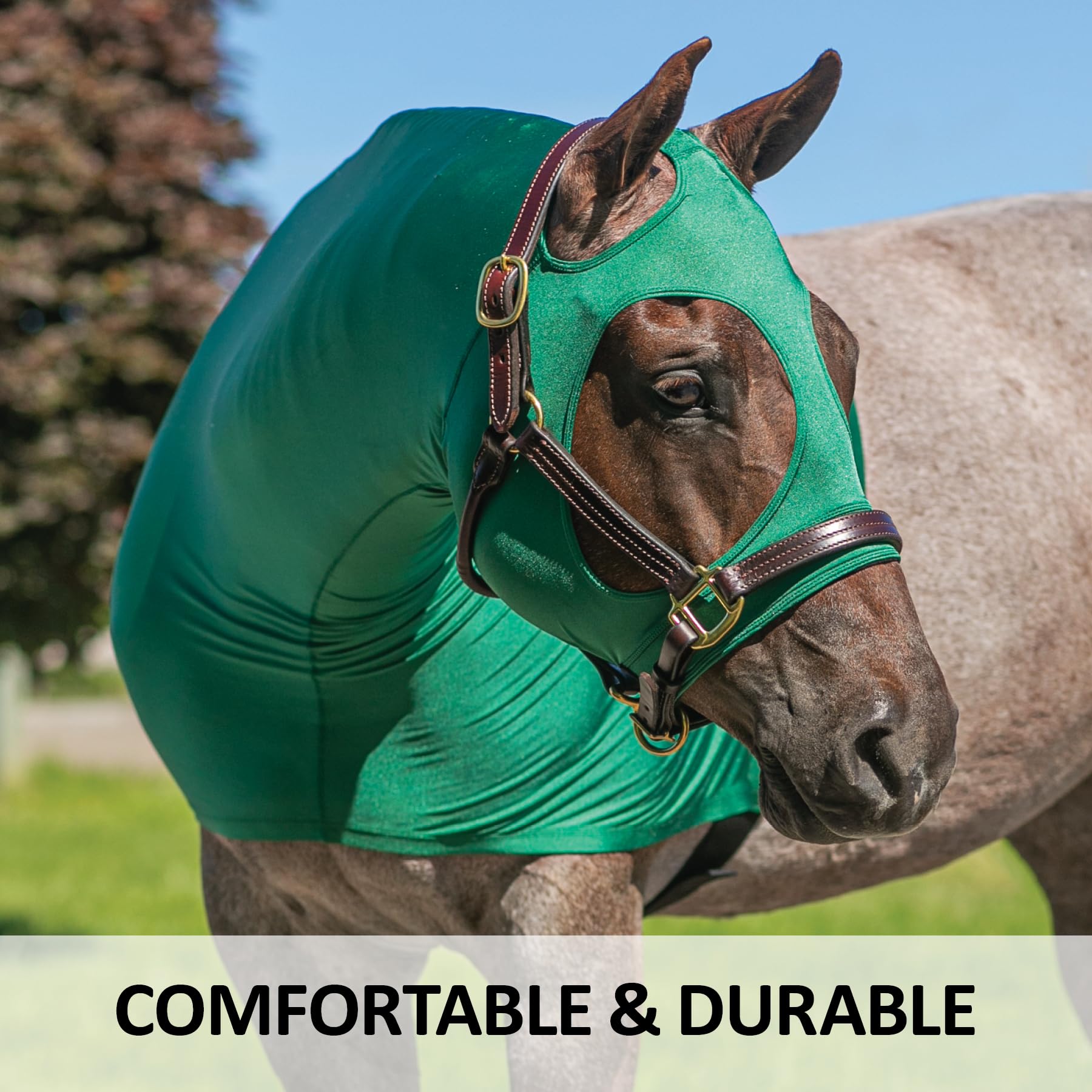 UltraFlex Horse Sleazy Slickers | Horse Protection Slinky | Dirt & Dust Defense | Pull-On Hood (Original) | Grey, Large