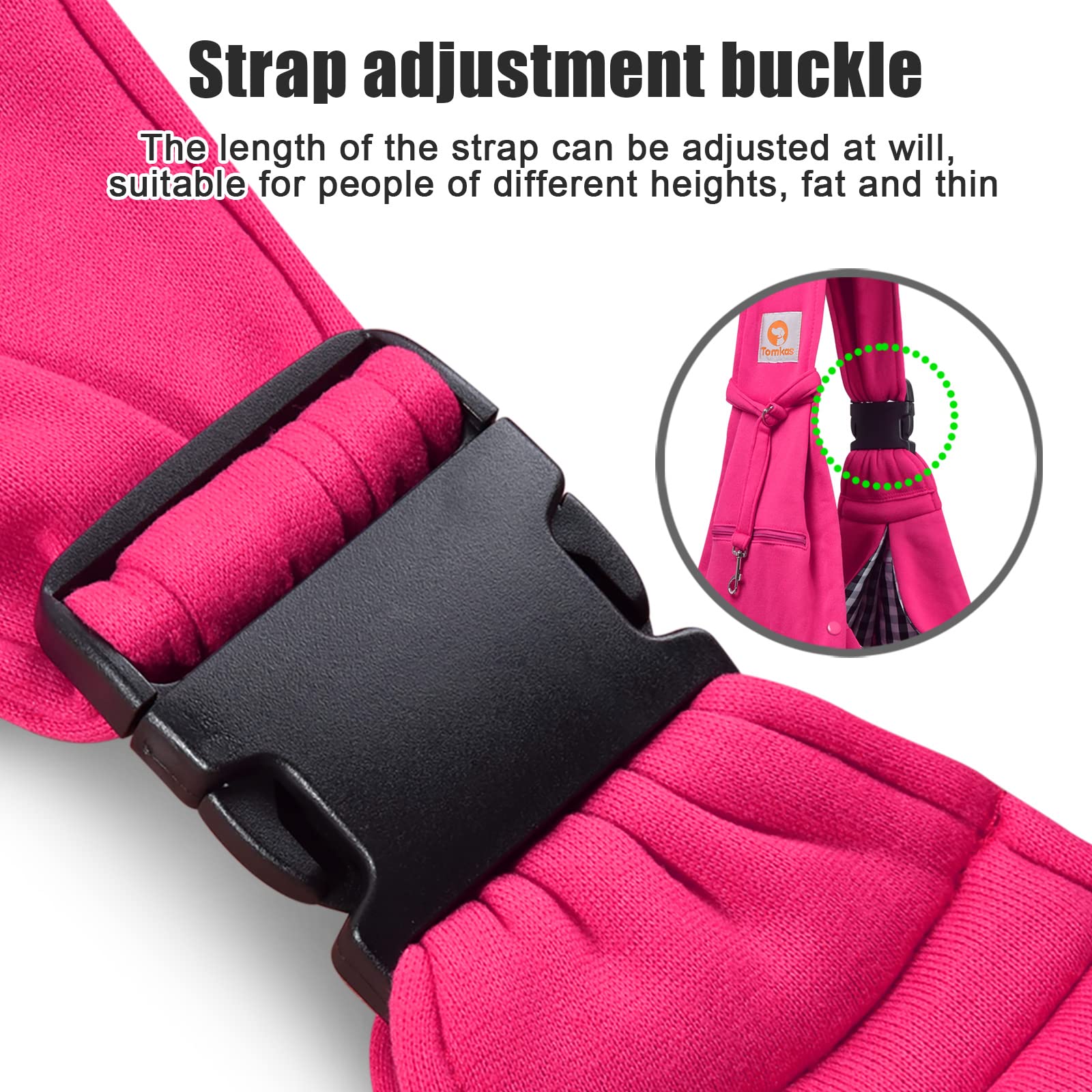 TOMKAS Dog Sling Carrier for Small Dogs, Adjustable Strap, Rose Red, 3-10 lbs, Polyester, Zipper Pocket