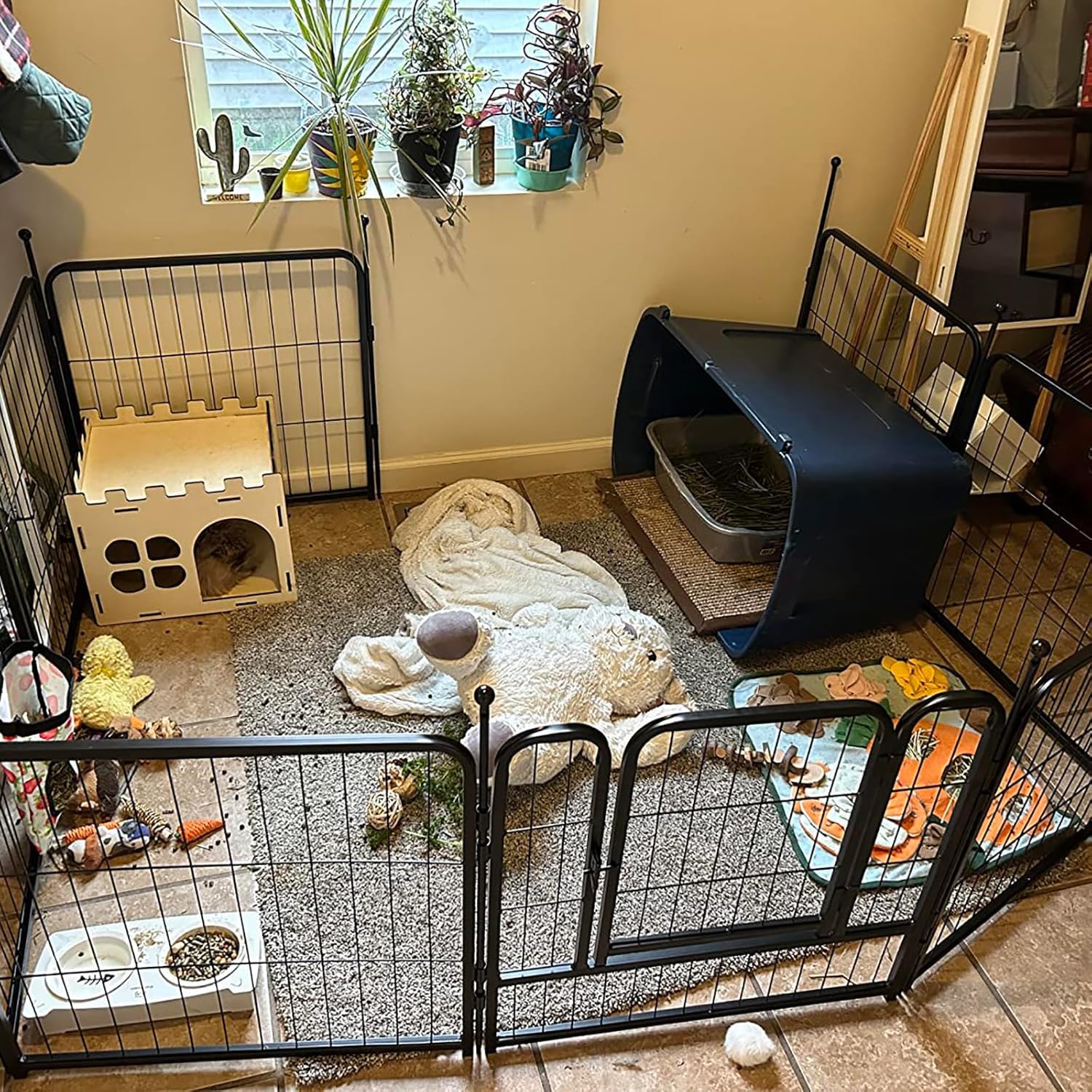 Dog Playpen,Portable Outdoor Dog Fence, Playpen For Large/Medium/Small Dogs, Dog Fences For The Yard,With Doors Foldable Metal D