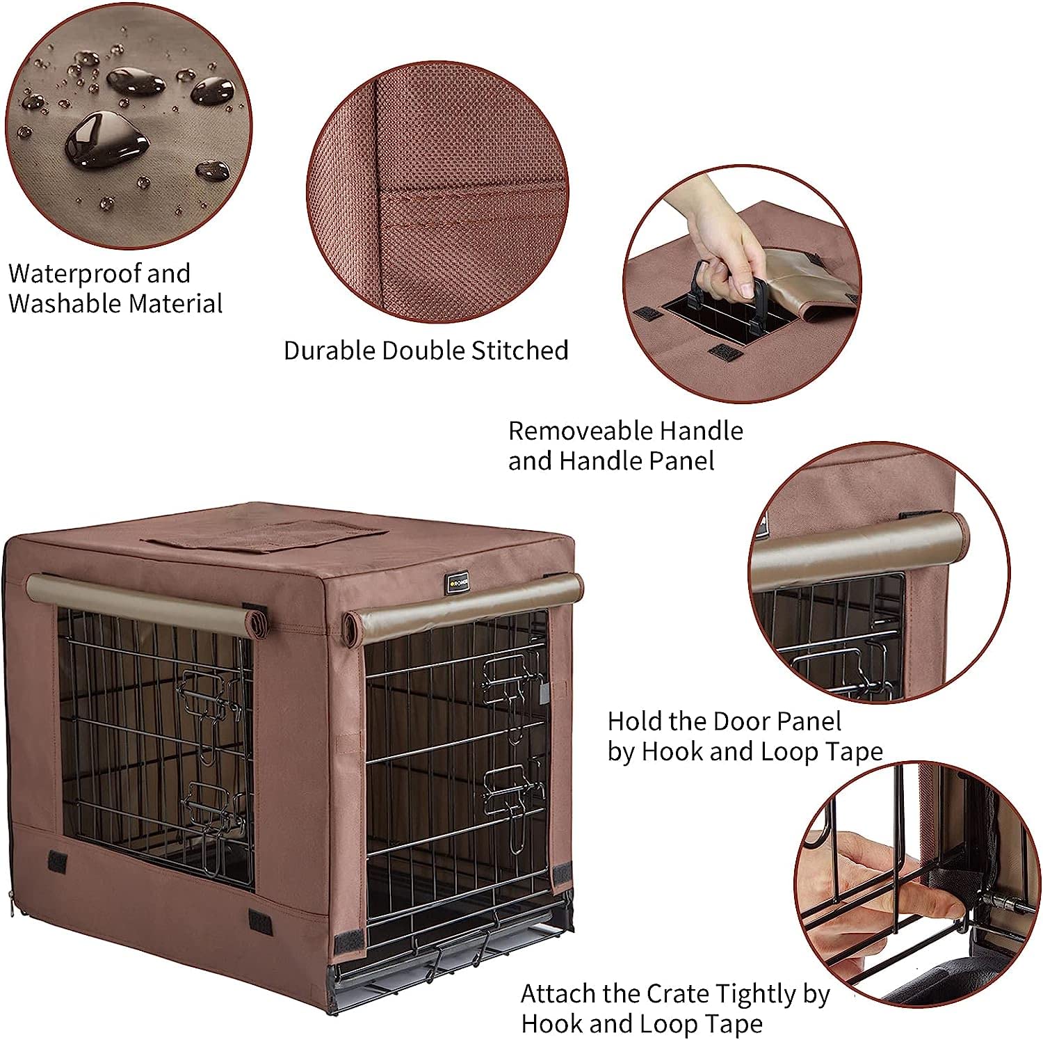 Donoro Dog Crates For Small Size Dogs Indoor Double Door Dog Kennels & Houses For Puppy And Cats, Collapsible Metal Contour Dog