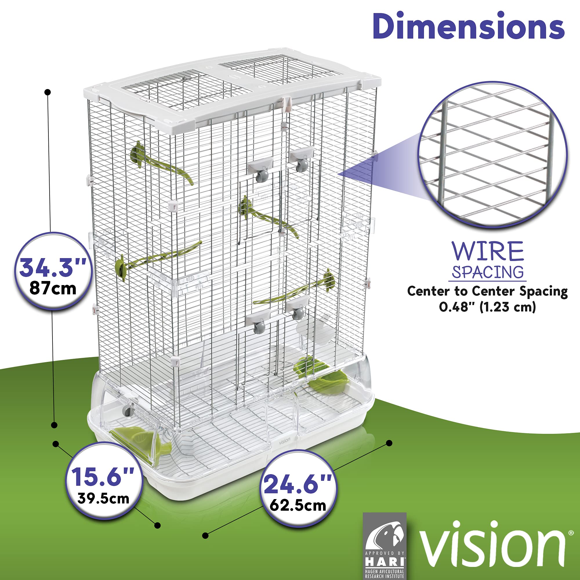 Vision M02 Wire Bird Cage, Bird Home For Parakeets, Finches And Canaries, Tall Medium