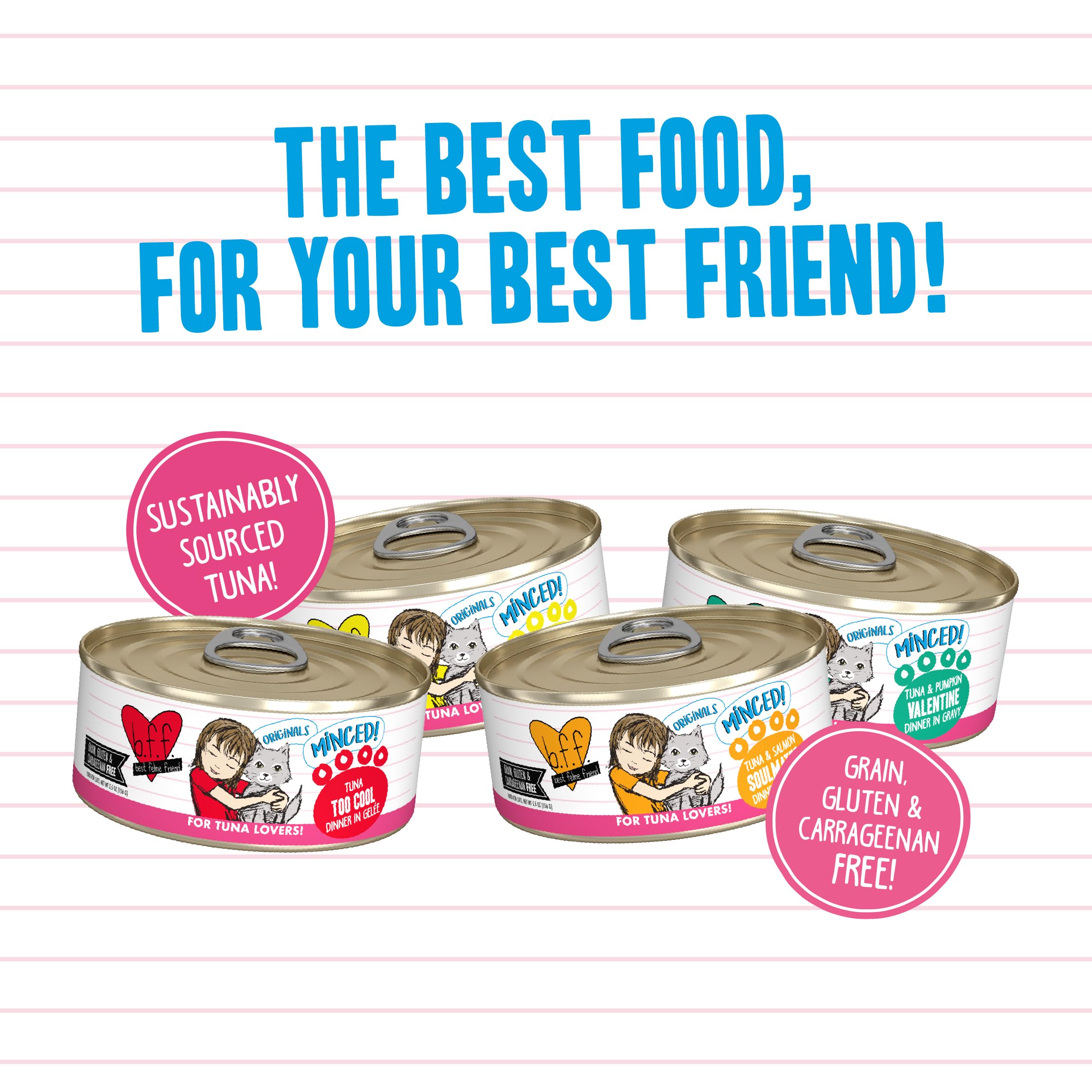 Weruva BFF Minced Natural Wet Cat Food, Batch O Besties Variety Pack, 5.5oz Can, Pack of 8