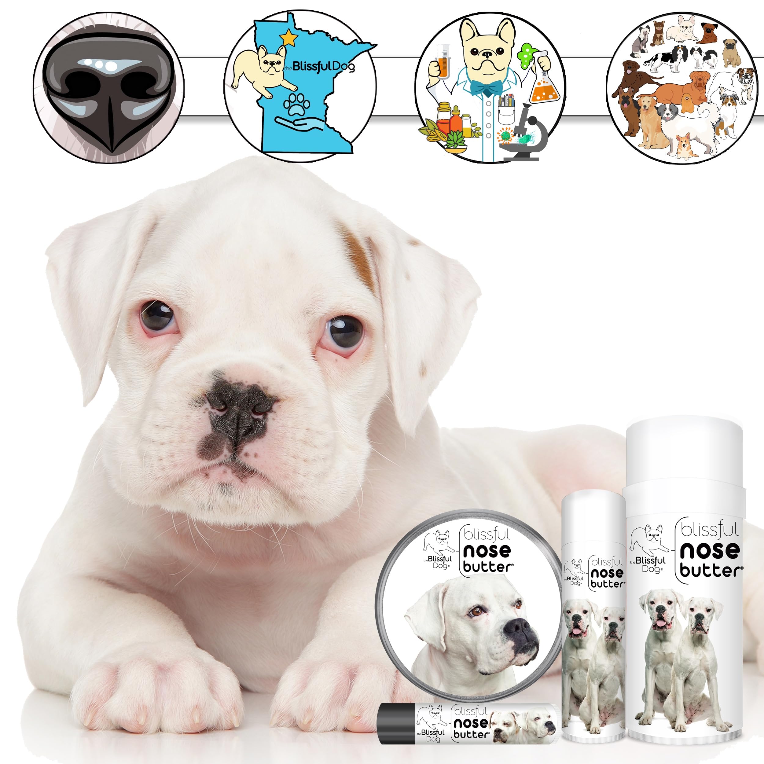 The Blissful Dog White Boxer Unscented Nose Butter - Dog Nose Butter, 16 Ounce