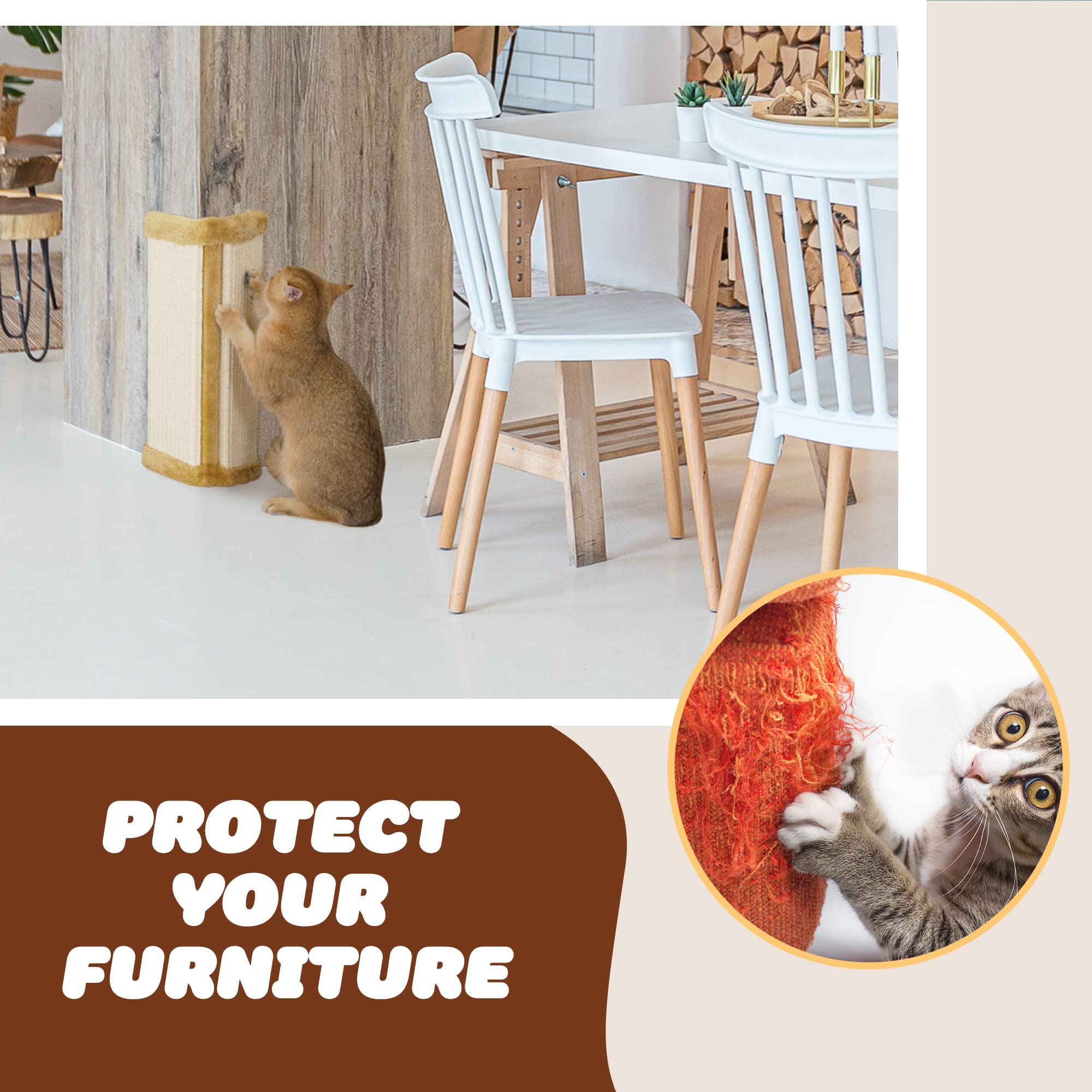 Lahas 2 Pcs Cat Wall Corner Scratcher Furniture Protector Kittens Scratch Board Sisal Cat Scratching Pad Wall Mounted For Indoor Cats