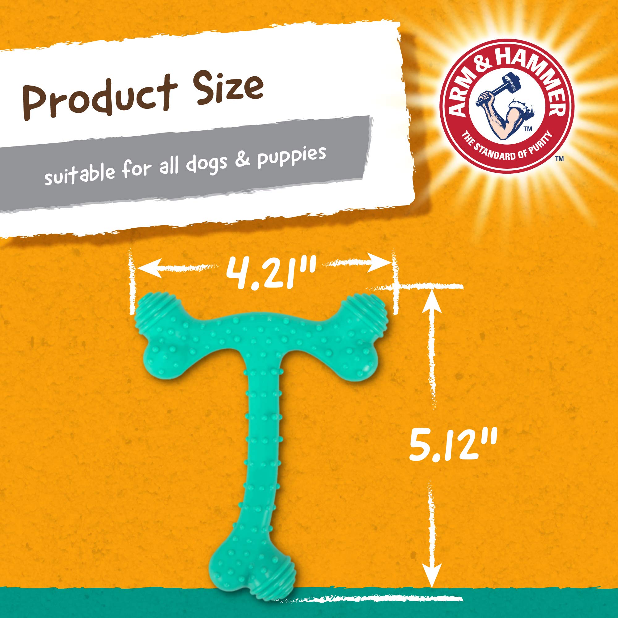 Arm & Hammer Nubbies T-Bone Dental Dog Chew Toys, Peanut Butter Flavor - Durable Nylon Chewing Toys For Dogs, Done Bone Toy, Teeth Cleaning Bones For Chewers Help Remove Plaque And Tartar