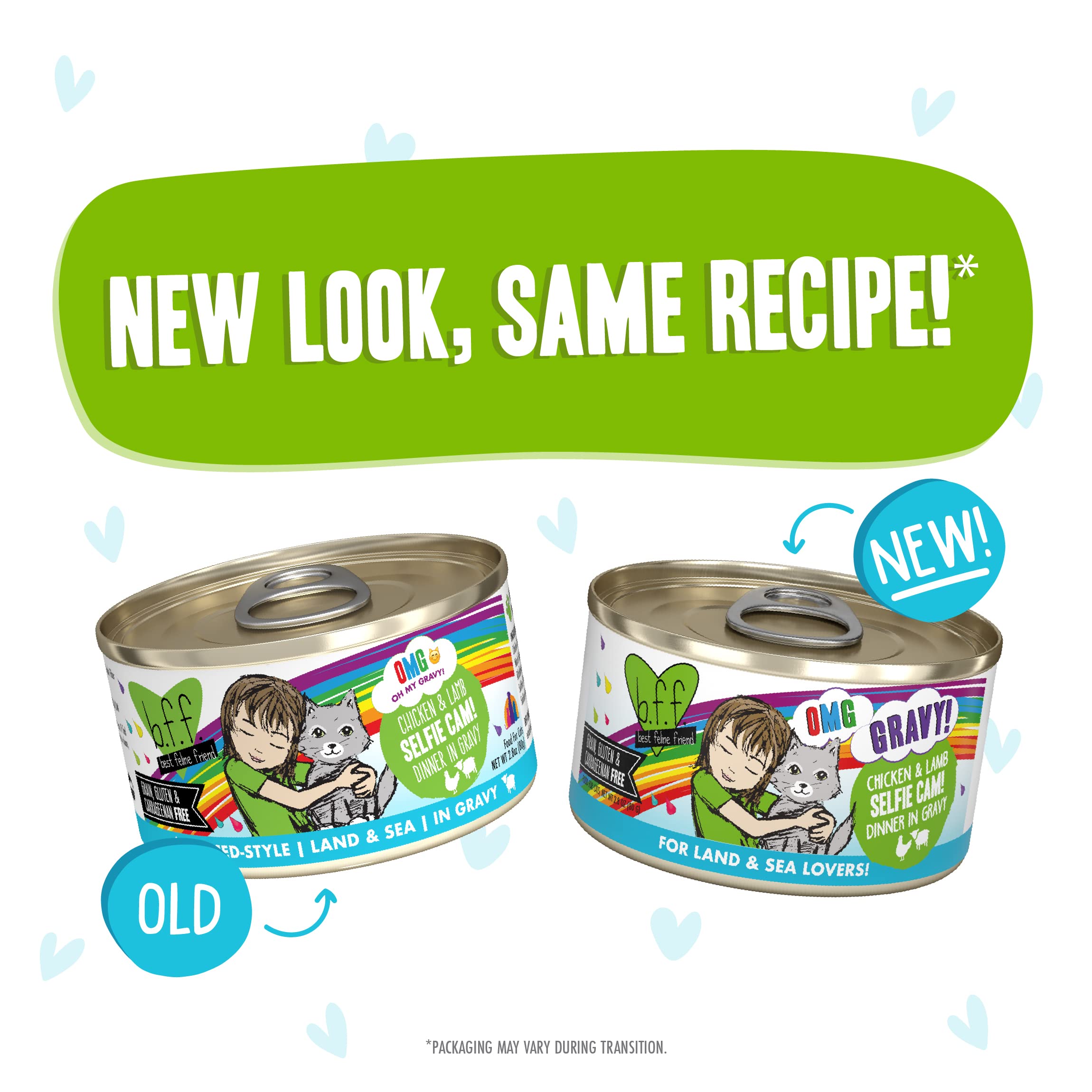 Weruva B.F.F. OMG - Best Feline Friend Oh My Gravy!, Selfie Cam! with Chicken & Lamb in Gravy Cat Food, 2.8oz Can (Pack of 12)