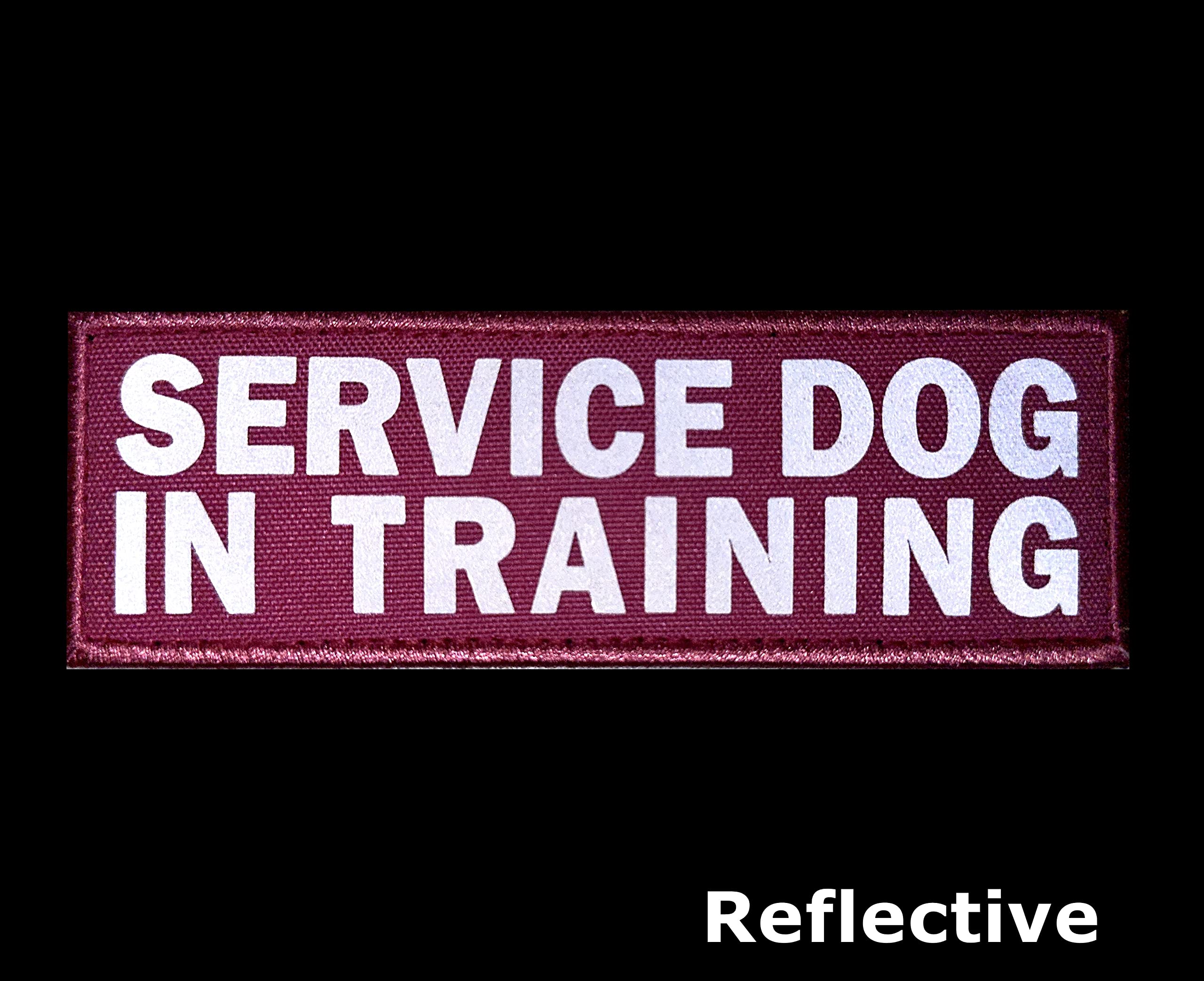 Jujupups Pink Reflective Dog Patches 2 Pack Service Dog ,In Training, Do Not Pet, Tags With Hook And Loop Patches For Vests And Harnesses (Pink-Service Dog In Training, 5X1.5 Inch)