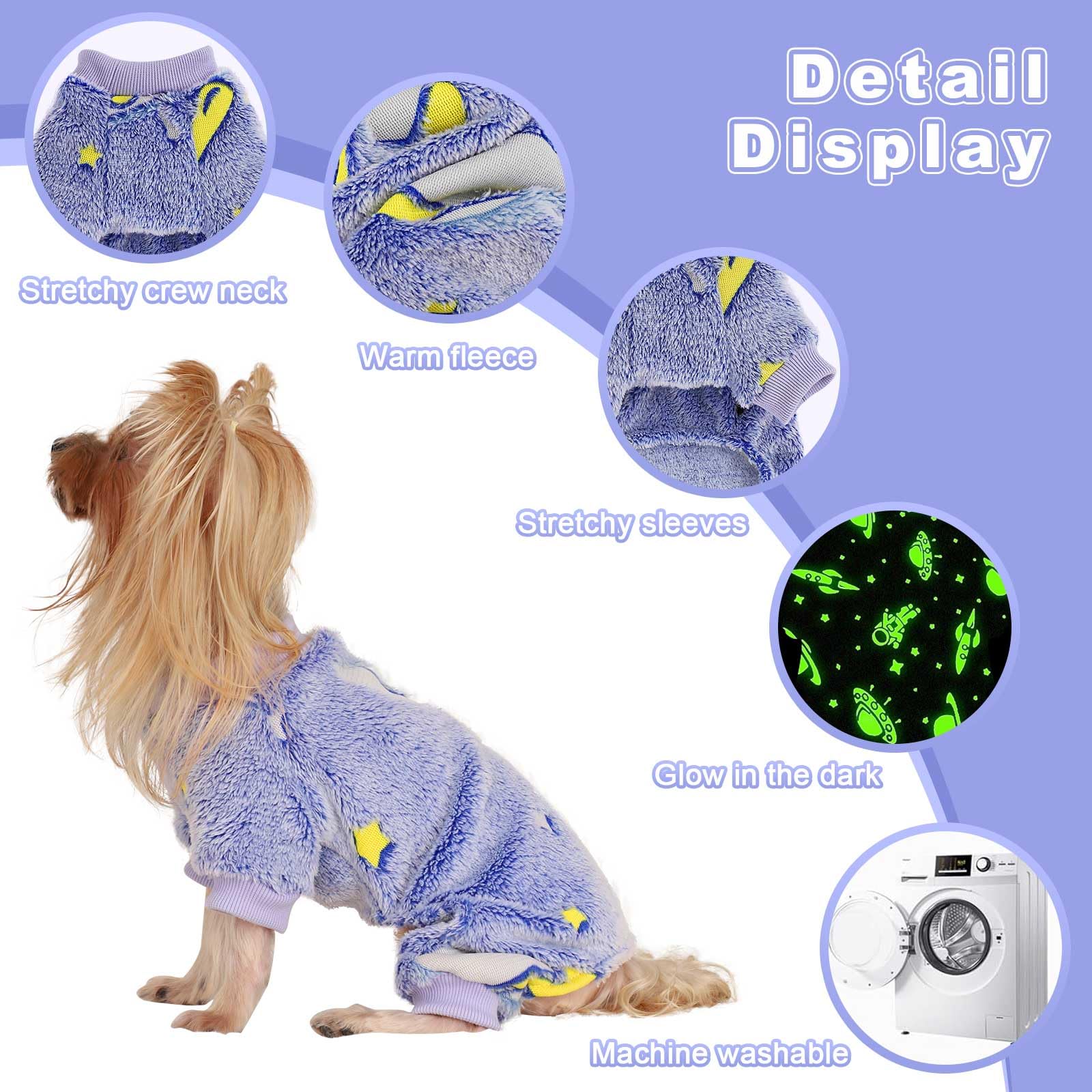 Kosiyi Dog Pajamas Fall Winter Fleece Sweaters For Small Dogs, Lightweight Warm Paw Print Puppy Onesies, Soft Stretchable Pjs Cl