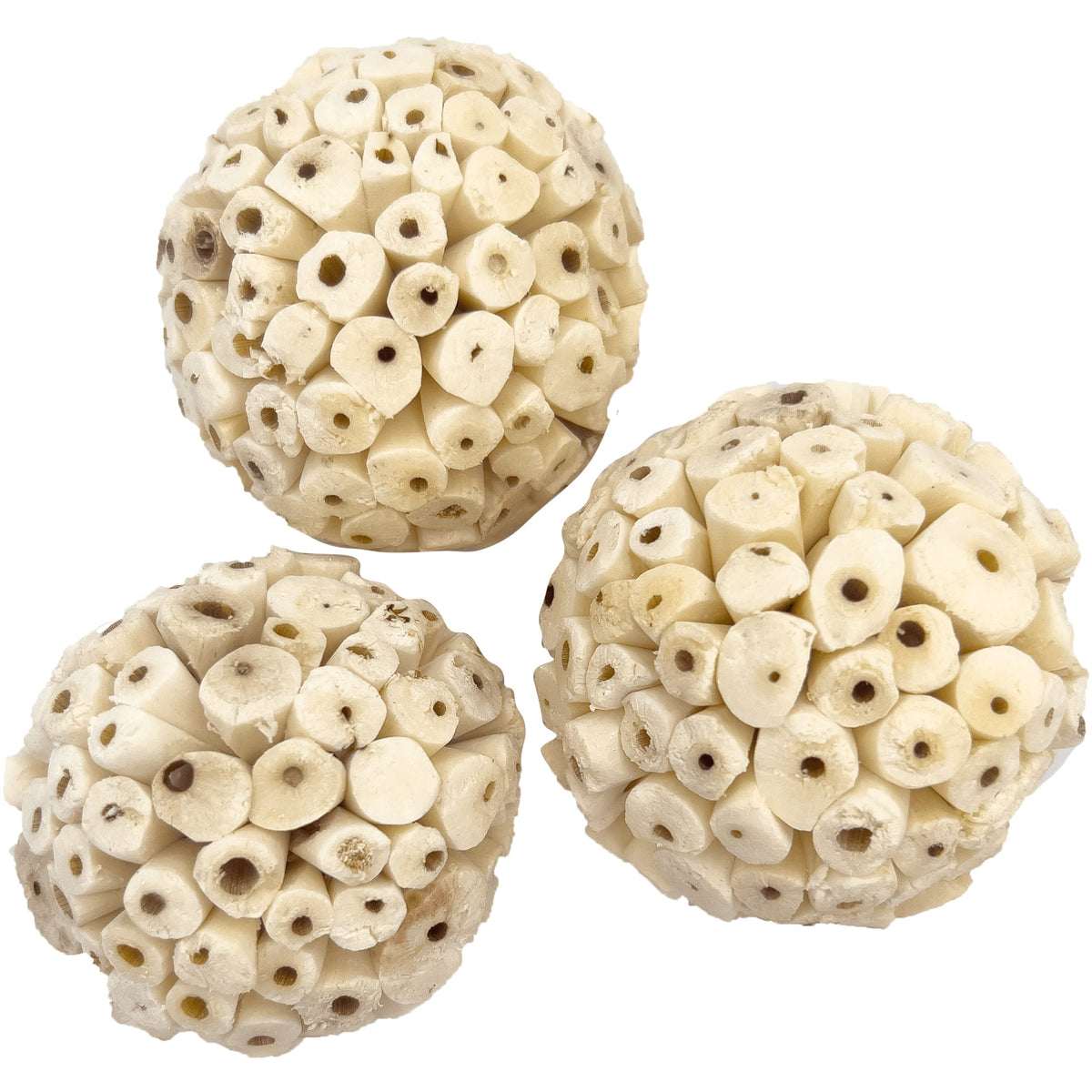 Mandarin Bird Toys 5101 Big Sola Bird Balls Pk3 By M&M - All Natural Air Dried Chewable Spheres, Lightweight Pithy Bird Safe Material, Great Fun For Beaks And Feet, Ideal For Medium Size Pet Birds