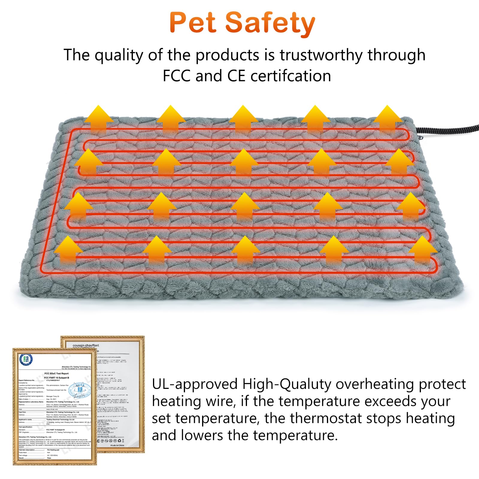 Gasur Pet Heating Pad For Dogs & Cats, Waterproof, Auto Shut-Off, Adjustable Heat, Timer, Small - 18''X16''