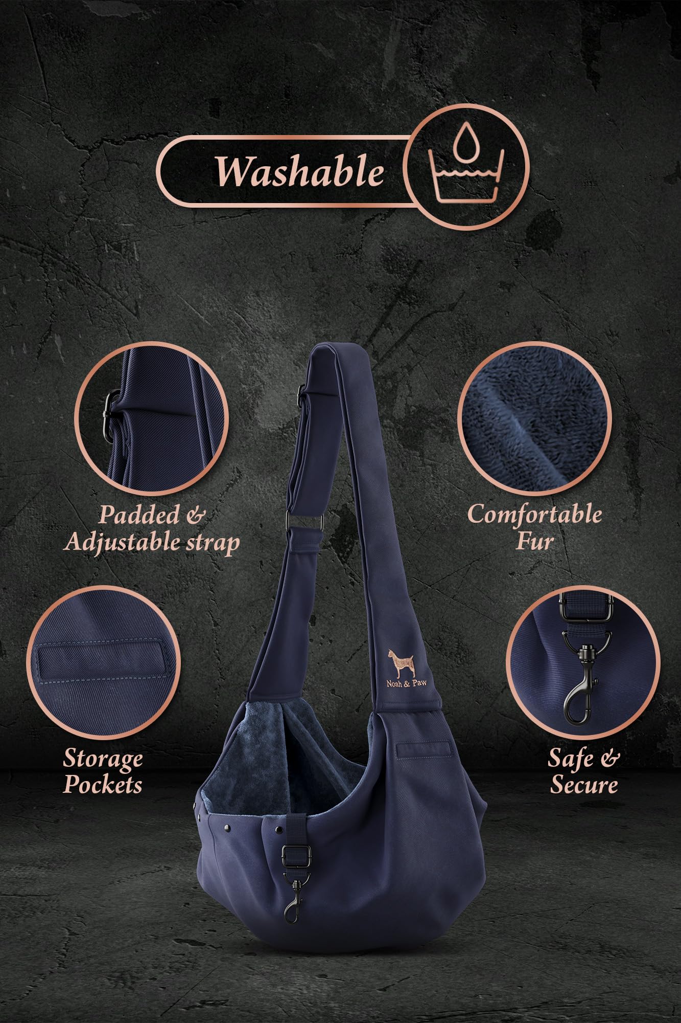 Noah & Paw Dog Sling Carrier For Small Dogs 5-18Lb, Dog Sling For Small Dogs And Cats, Dog Carrier With Adjustable Padded Strap,