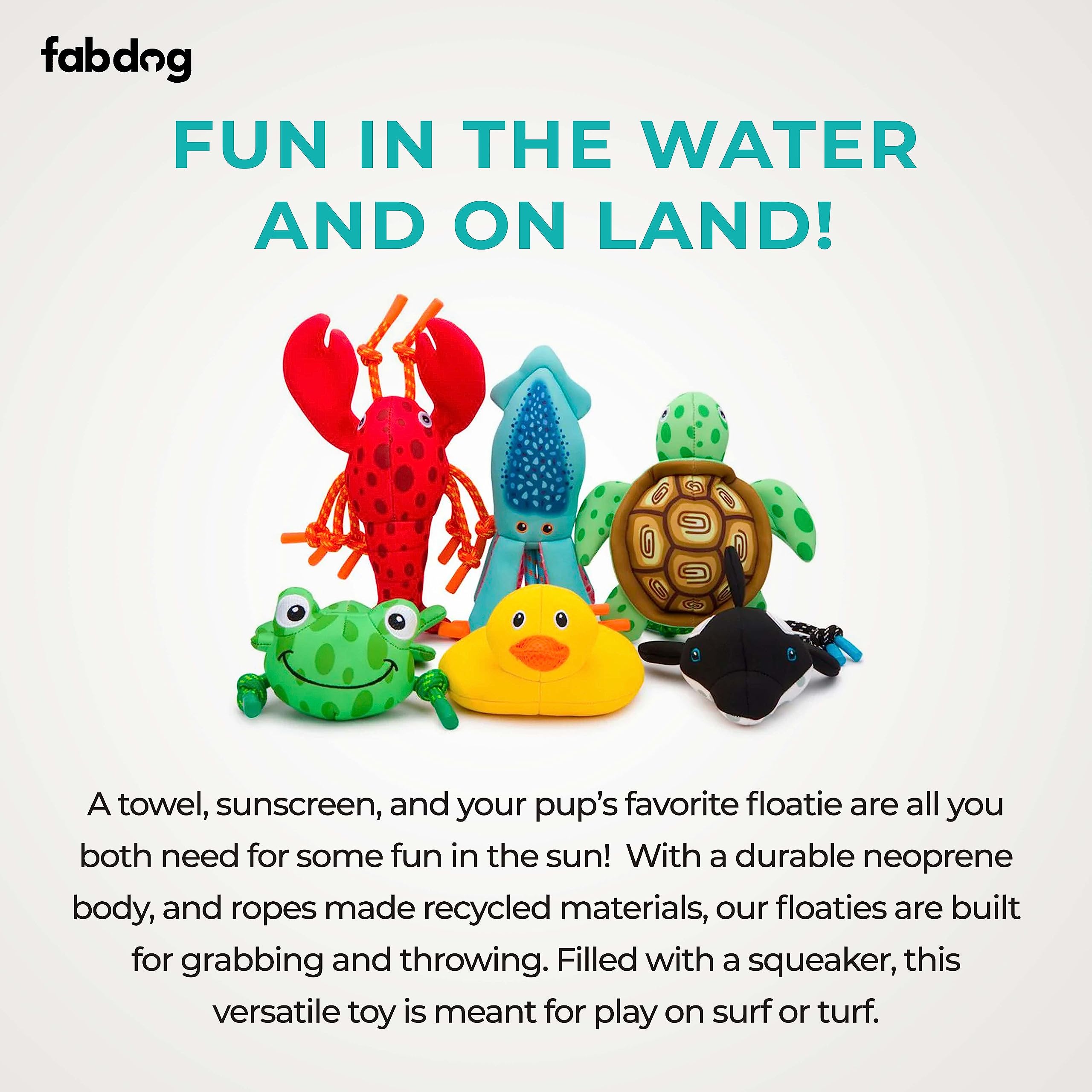 Fabdog Floaties Dog Toys - Squeaky Floating Water Toys For All Breeds - Cute & Durable Duck Puppy Toys - Fun Nylon Squeak Toy Ma
