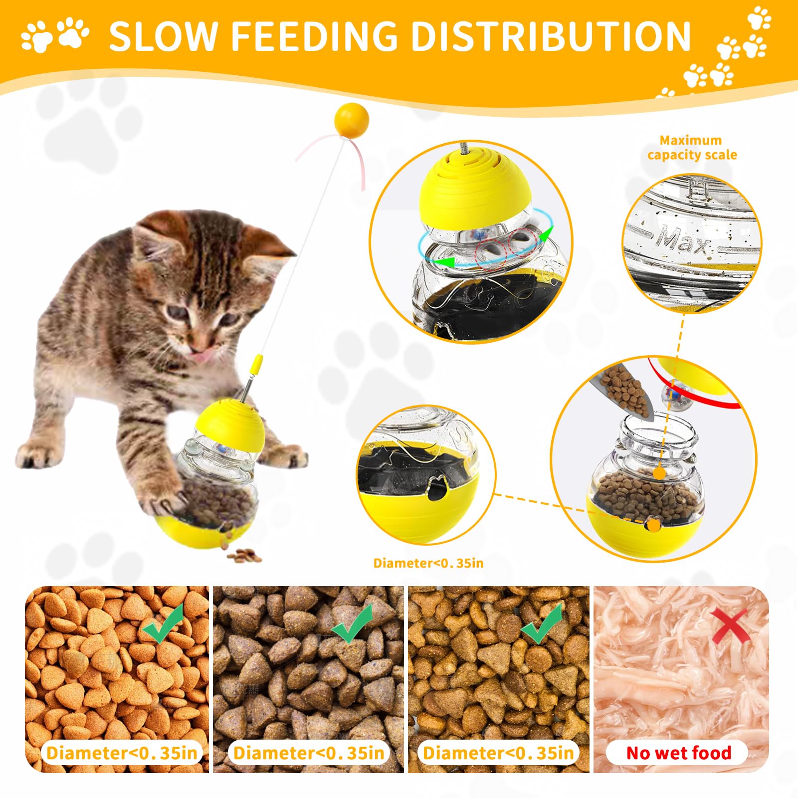 COSOWO Cat Interactive Toys Engaging Wand, Slow Food Treat Dispenser, and Tumbler Design for Indoor Cats Durable, Non-Toxic, Ide