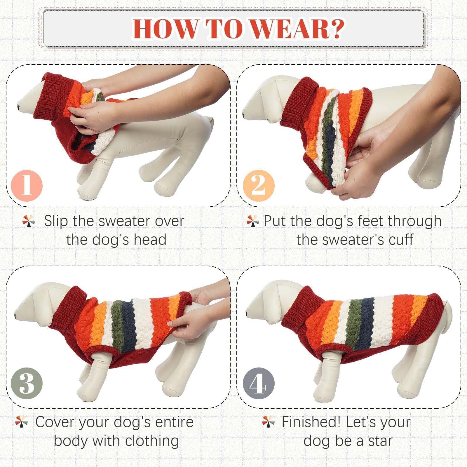 Kuoser Dog Sweater, Xl Dog Sweaters For Large Dogs Pet Cable Knitted Pullover Warm Clothes, Turtleneck Classic Knitwear Soft Thi