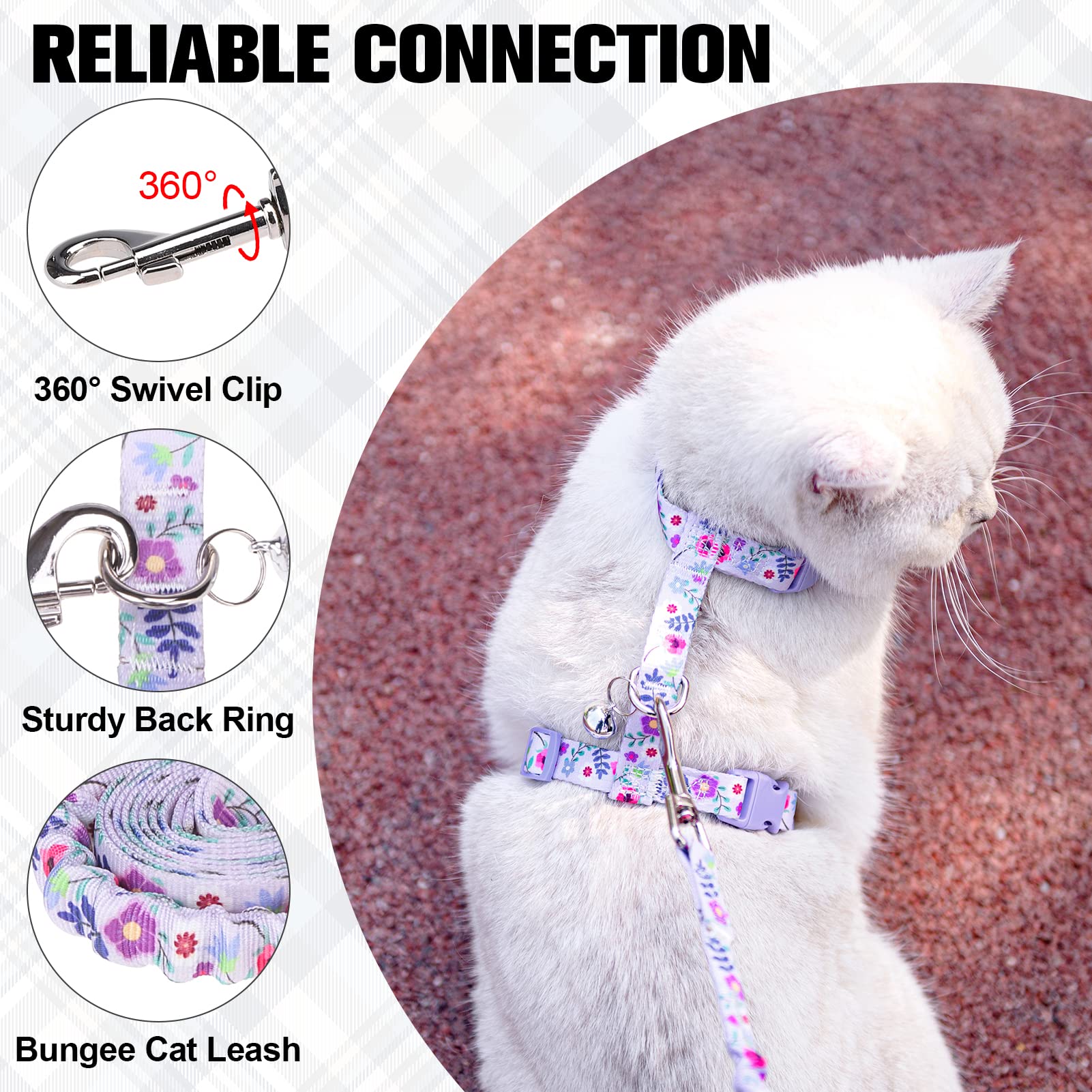 BEAUTYZOO Cat Harness and Leash Set Escape Proof for Walking, Kitten Soft Adjustable Vest Harnesses for Small Medium Large Cats,