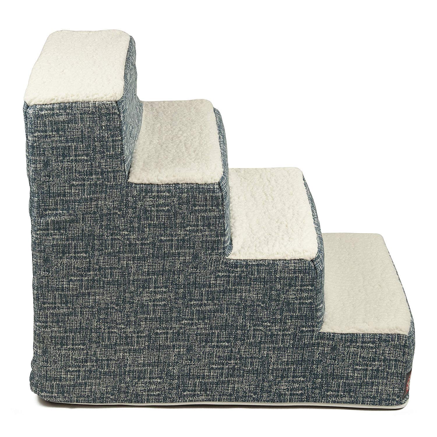 Majestic Pet 4 Step Portable Dog Stairs for Small Dogs, Heavy-Duty Fabric, Supports 250 lbs, Heathered Navy Blue Denim