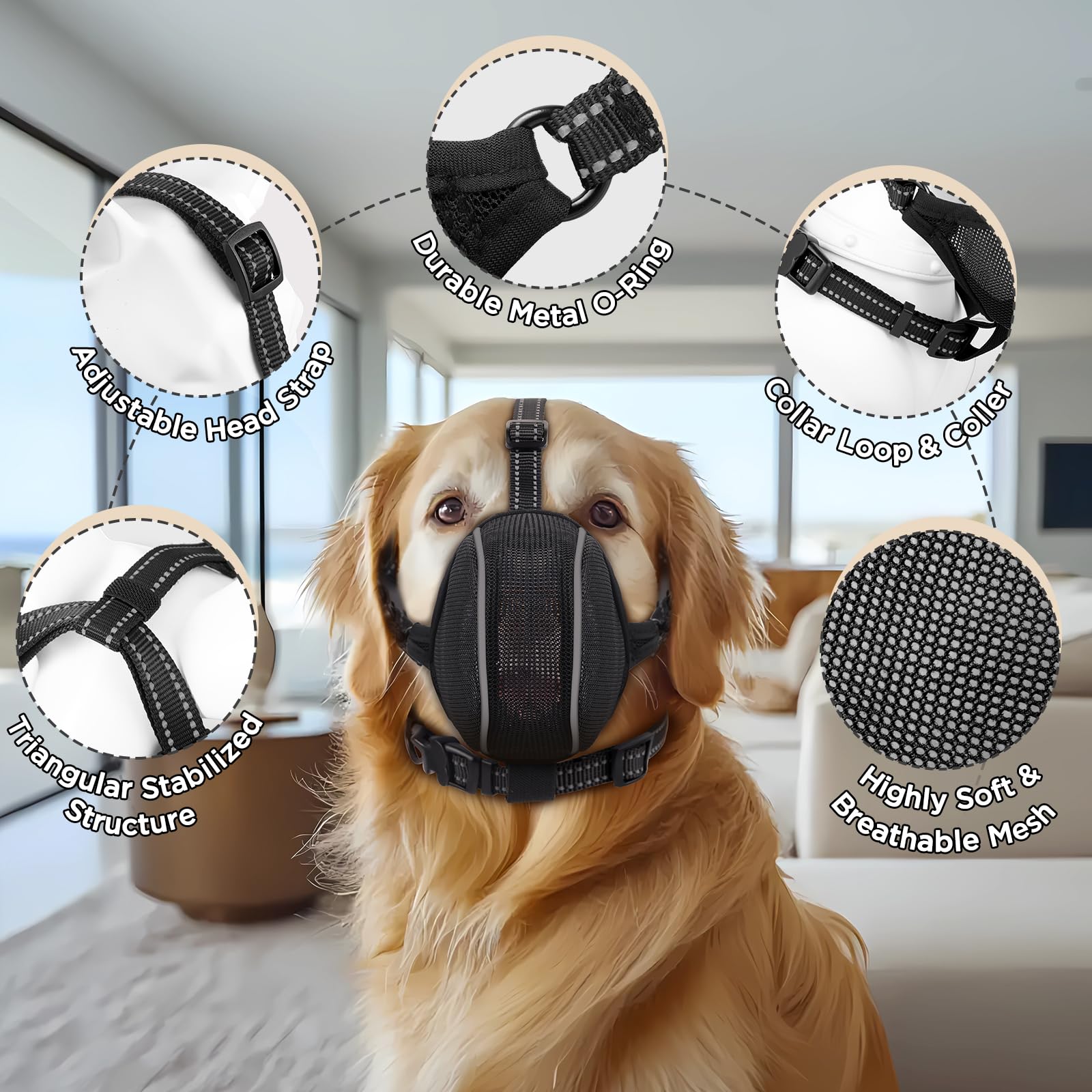 Dog Muzzle - Soft Breathable Mesh Nylon Adjustable Muzzle For Small Medium Large Dogs Prevents Chewing,Biting & Scavenging | All