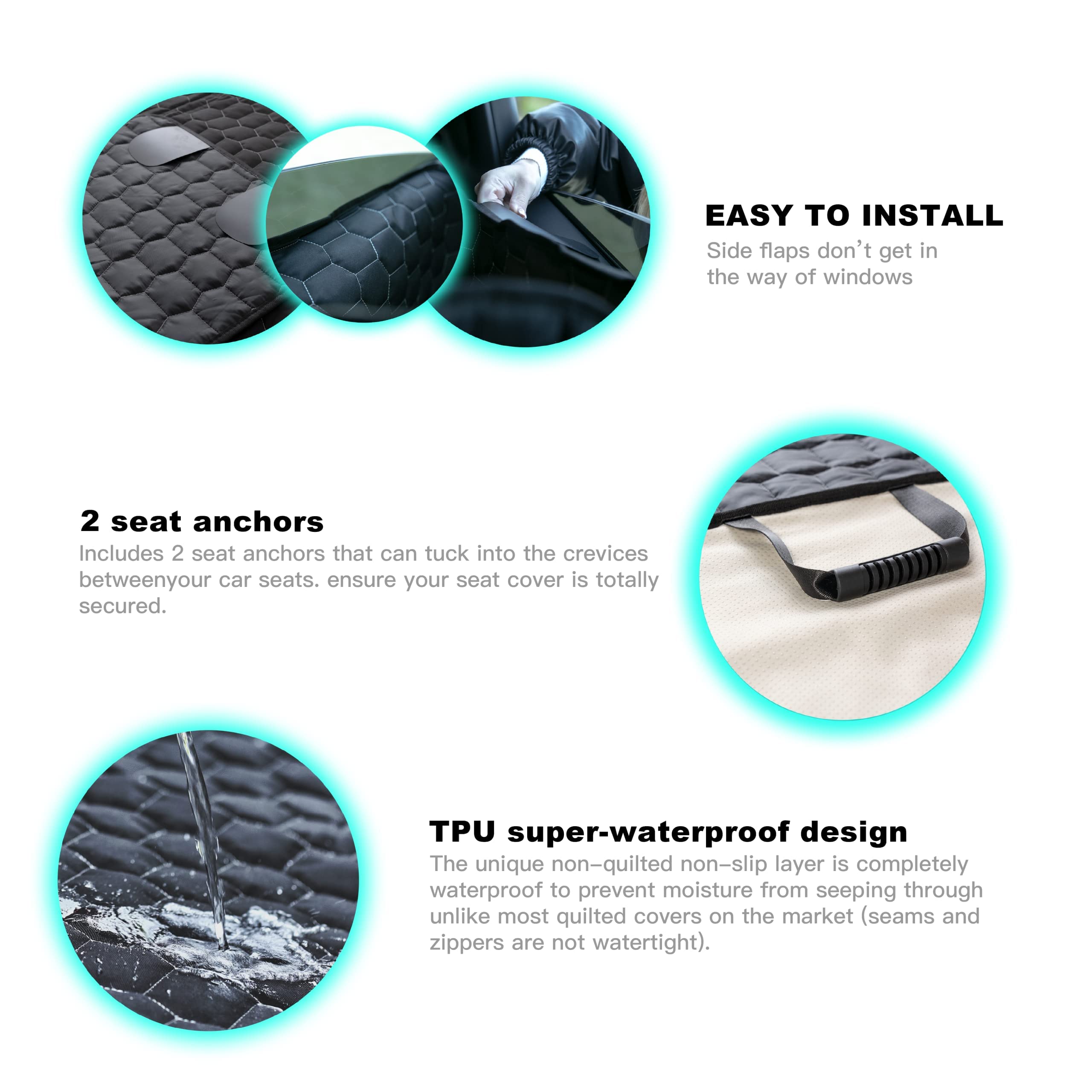 Meginc Dog Seat Covers For Back Seat, Car Seat For Tesla Model 3, 100% Waterproof Pet Seat Cover Protects From Scratches, Scuffs