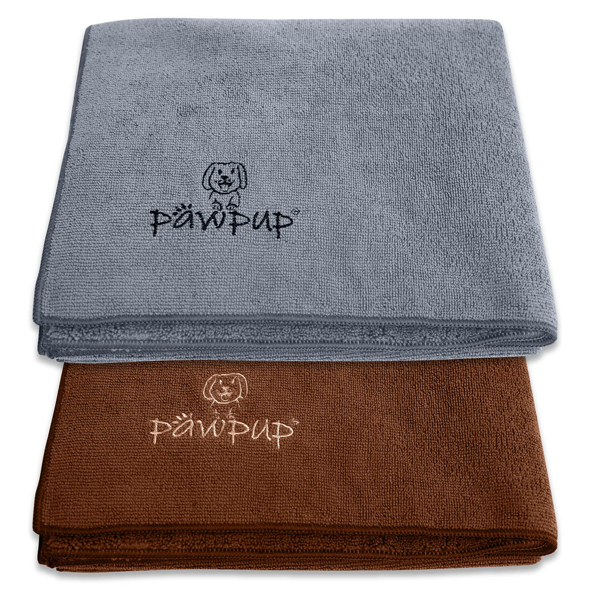 Pawpup Dog Towel Super Absorbent - Pack Of 2 - Quick Drying Super Soft Microfiber Pet Towel For Dogs, Cats And Other Pets (Brown And Grey)