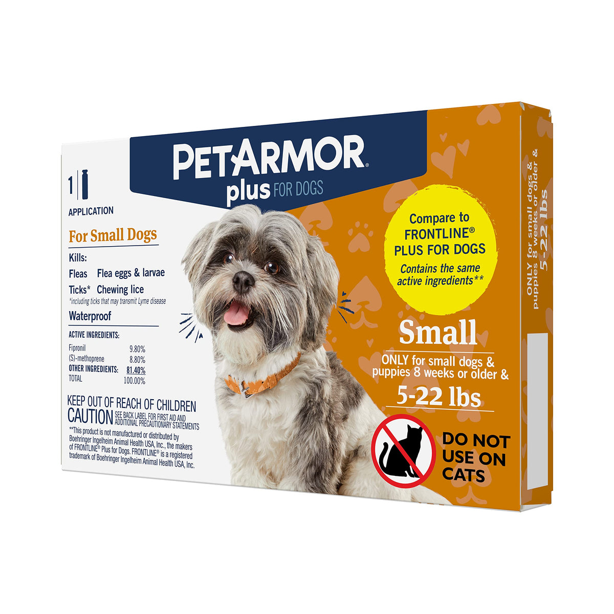 Petarmor Plus Flea And Tick Prevention For Dogs, Dog Flea And Tick Treatment, Waterproof Topical, Fast Acting, Small Dogs (5-22 