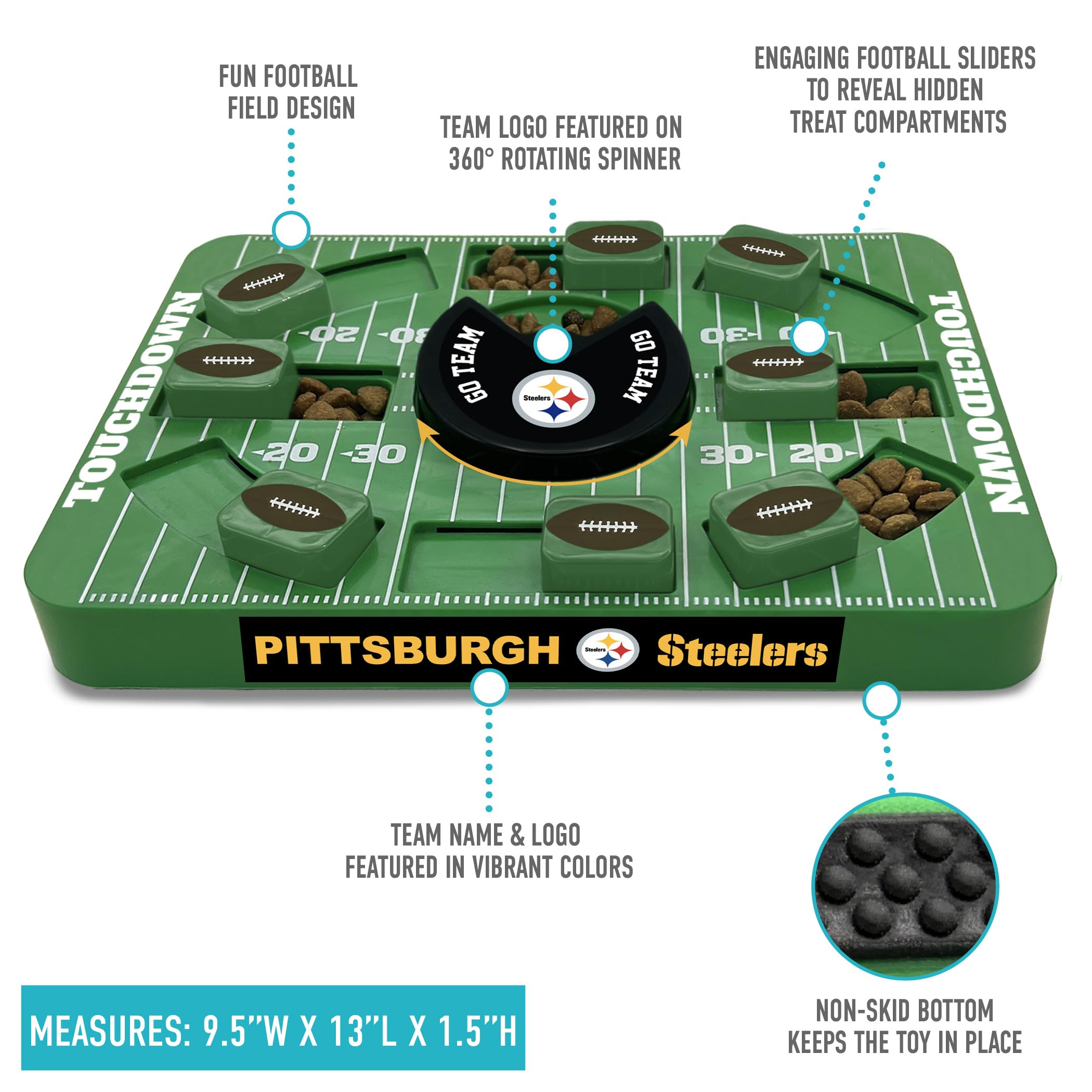 Pets First Nfl Pittsburgh Steelers Large Puzzle Toy, New Size, Interactive Dog Treat & Slow Feeding Toy