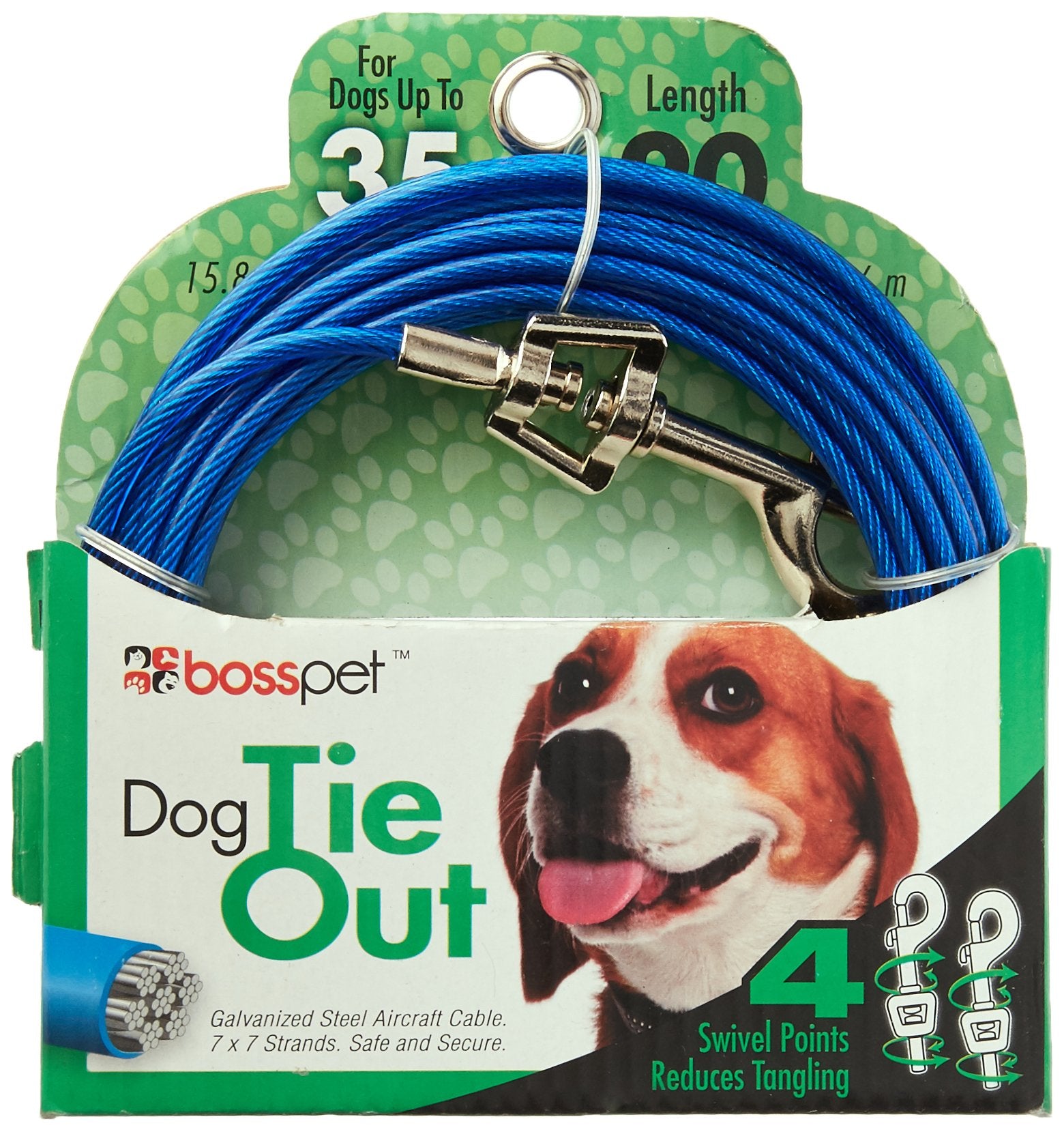 Fiahng Warren Pet Products 20Ft Tie-Out Cable For Medium To Large Dogs