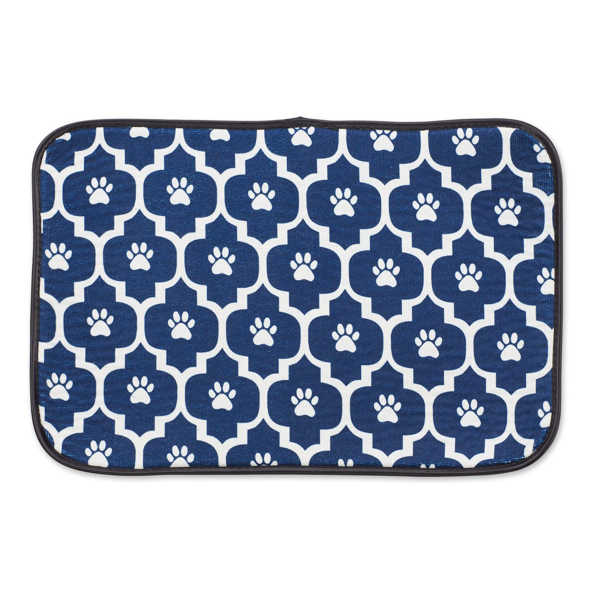 Bone Dry Machine Washable, Ultra Absorbent Pet Mat, 12x18, Nautical Blue/Off-White Lattice