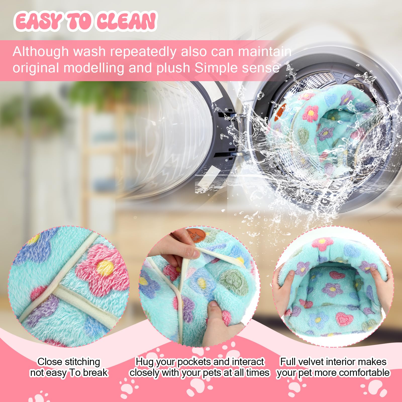 Wenqik 2 Pcs Guinea Pig Bed Cuddle Warm Hideout Small Animal Sack Cozy House Bedding Sleeping Cushion Portable Pet Carrier Cage