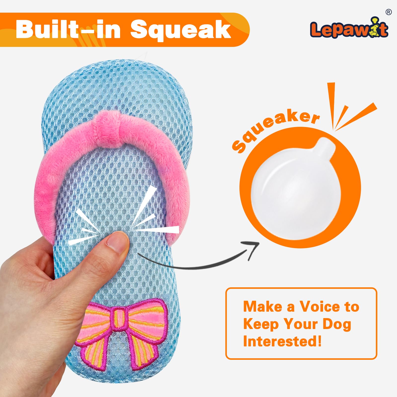 Lepawit Squeaky Dog Toys, Floating Dog Toys With Mesh For Cleaning Teeth, Blue Slippers Dog Gifts For Small And Medium Dogs