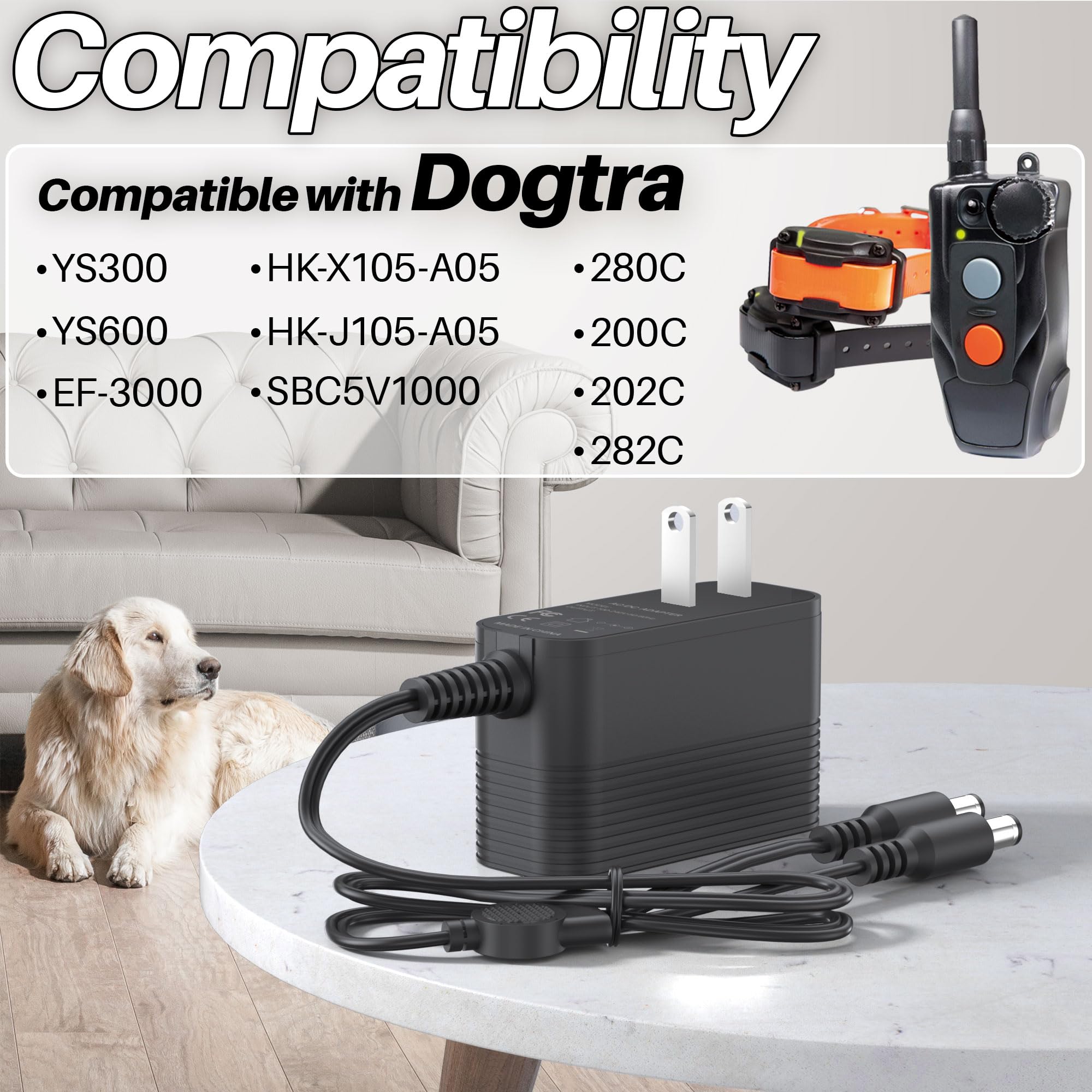 5 V Charger For Dogtra Power Cord For Dogtra Ac Power Adapter Wall Charger Cord Charger Replacement For Dogtra Ys600, Ys300, Iq