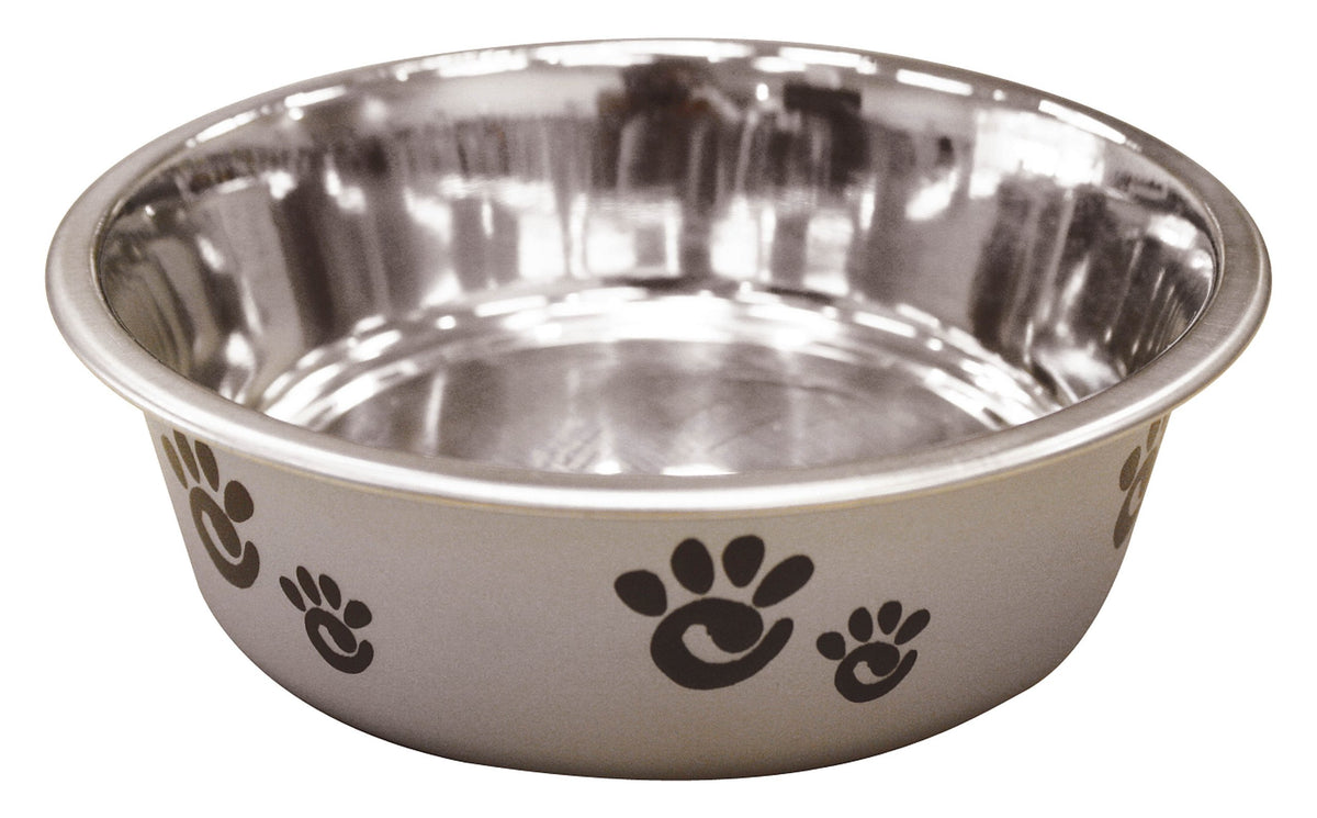 Ethical Pet Barcelona Matte And Stainless Steel Pet Dish, 32-Ounce, Silver