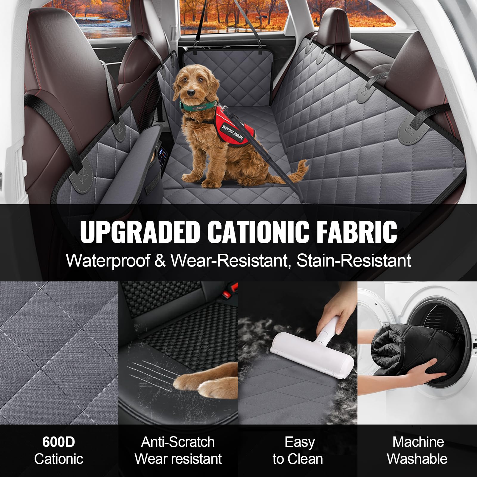 VEVOR Back Seat Extender for Dogs,Heavy Duty Dog Car Seat Cover for Back Seat,Waterproof Hard Bottom Car Seat Cover for Dogs Sup
