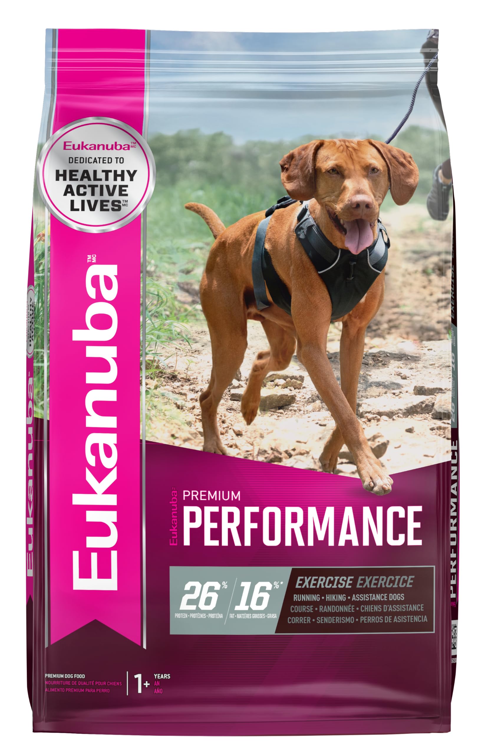 Eukanuba Premium Performance 26/16 Exercise Dry Dog Food, Dry Dog Food with Protein and Fat to Support Optimal Energy, 28 lb Bag