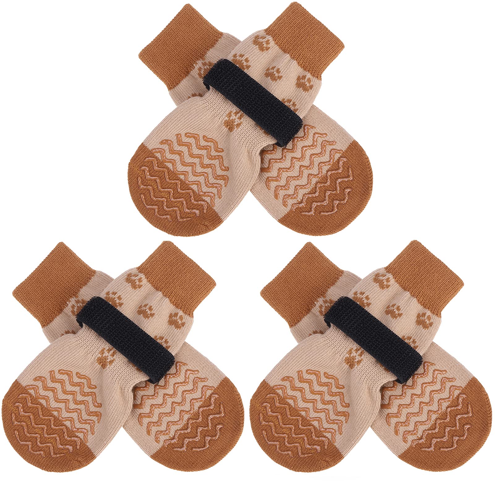 Expawlorer 3 Pairs Anti-Slip Dog Socks - Dog Shoes For Hot/Cold Pavement,Soft Paw Protector For Wooden Floor, Prevents Licking, Slipping For Puppy Small Medium Large, Senior Dogs