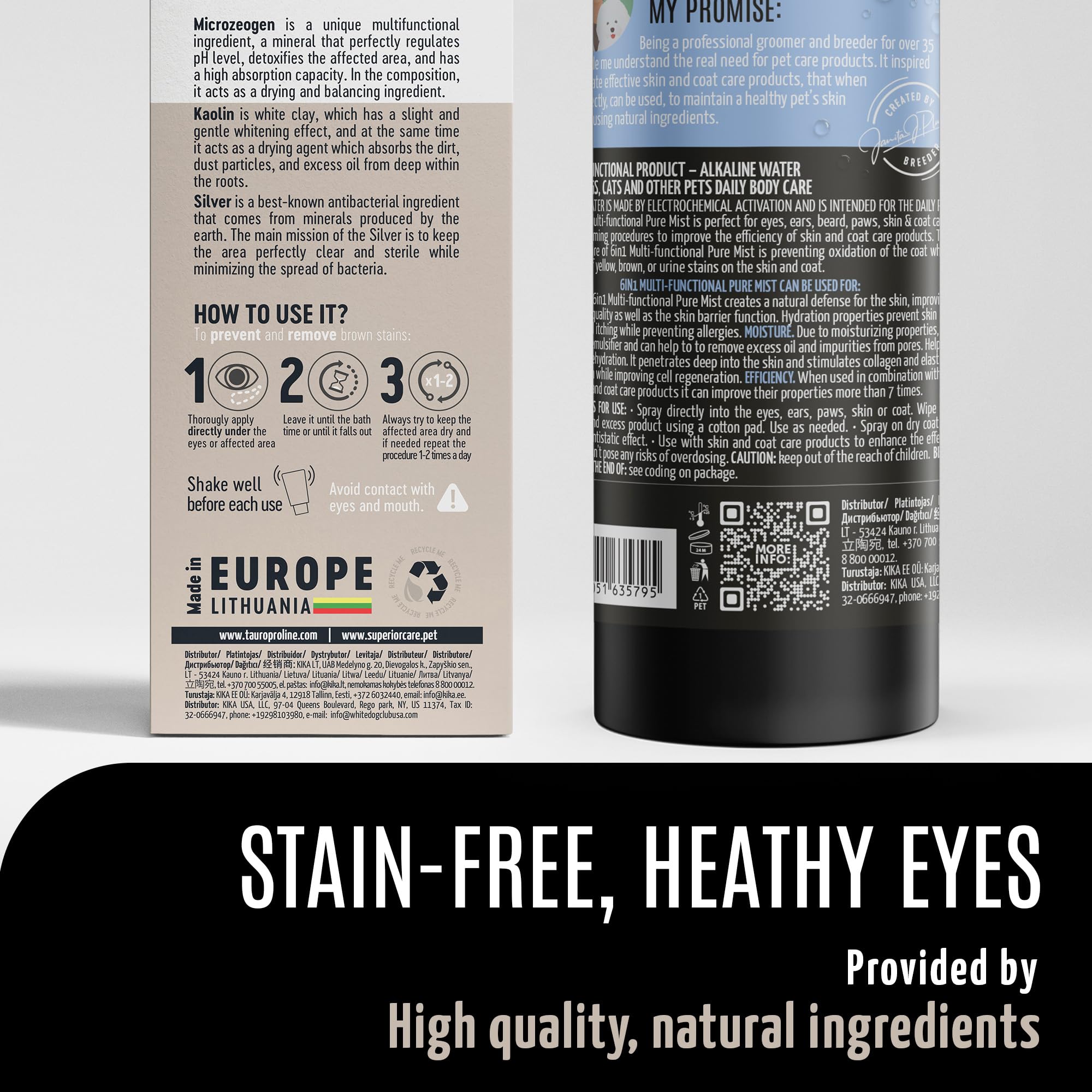 Tauro Proline Ultra Natural Care 6In1 Multi-Functional Pure Mist Professional Pets Eyes Ears And Coat Groom Spray, 250Ml