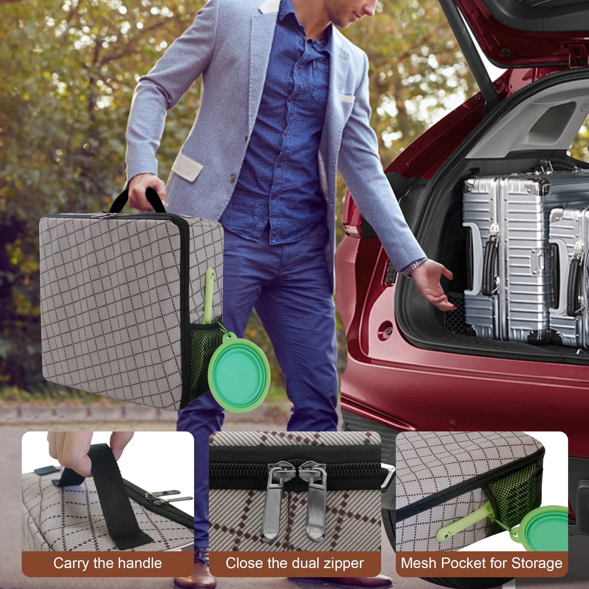 Hicaptain Portable Cat Travel Litter Box, Foldable Litter Box For Travel In Car, Collapsible Toliet Tray Carrier For Small And M