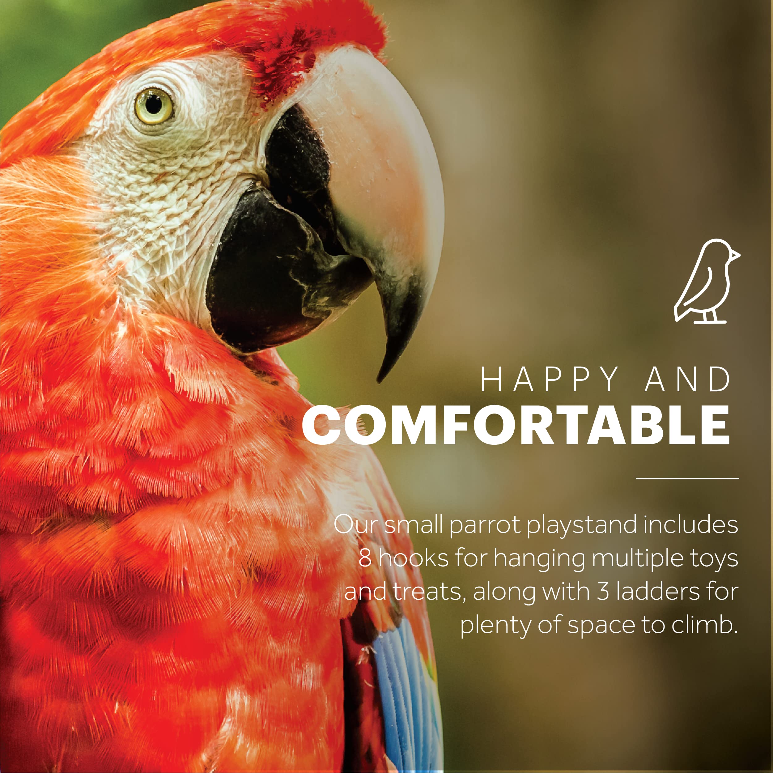 Prevue Pet Products Small Parrot Playstand with Wheels, Bird Stand Activity Play Center with Perches and Ladders, Indoor Outdoor