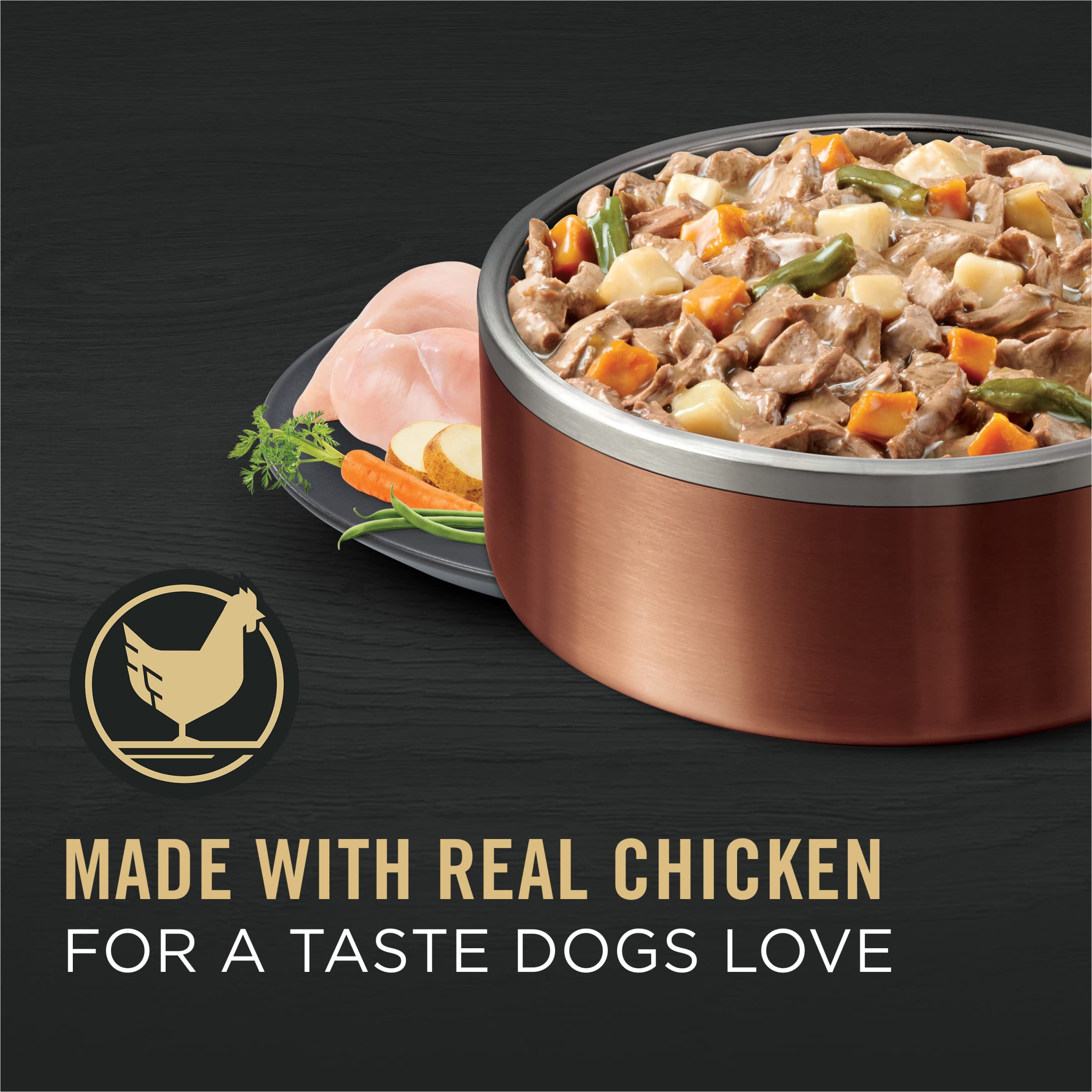 Purina Pro Plan Complete Essentials Slices Chicken and Vegetables Entree in Wet Dog Food Gravy - (Pack of 12) 13 oz. Cans